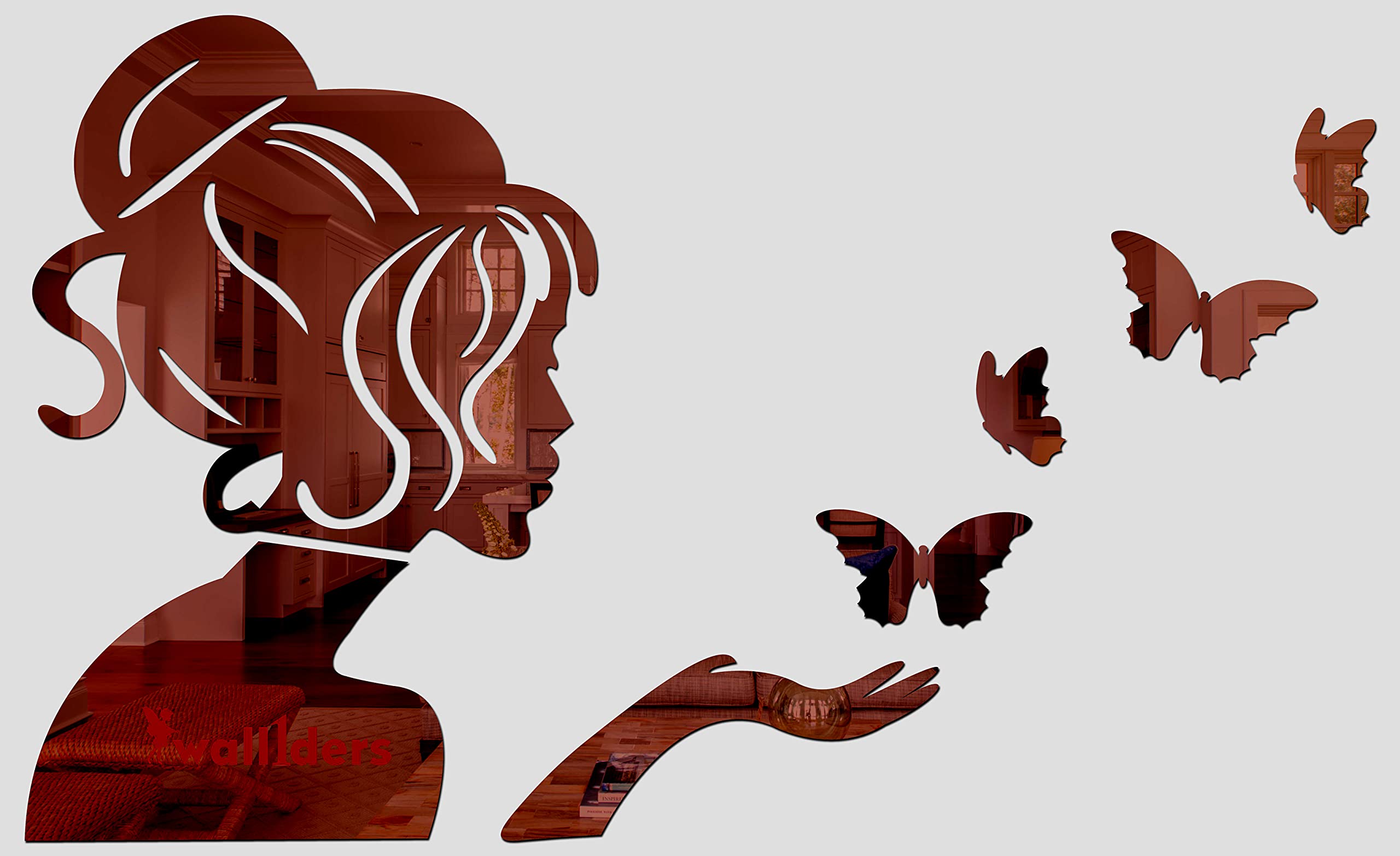 Wall1ders Angel & Butterfly, Mirror Stickers for Wall, Acrylic Stickers, Wall Mirror Stickers, Wall Stickers for Bedroom, Hall, Home Offices (Brown, Size 35 cm x 51 cm) (B096MPFGMF) Amazon Price History, Amazon Price Tracker
