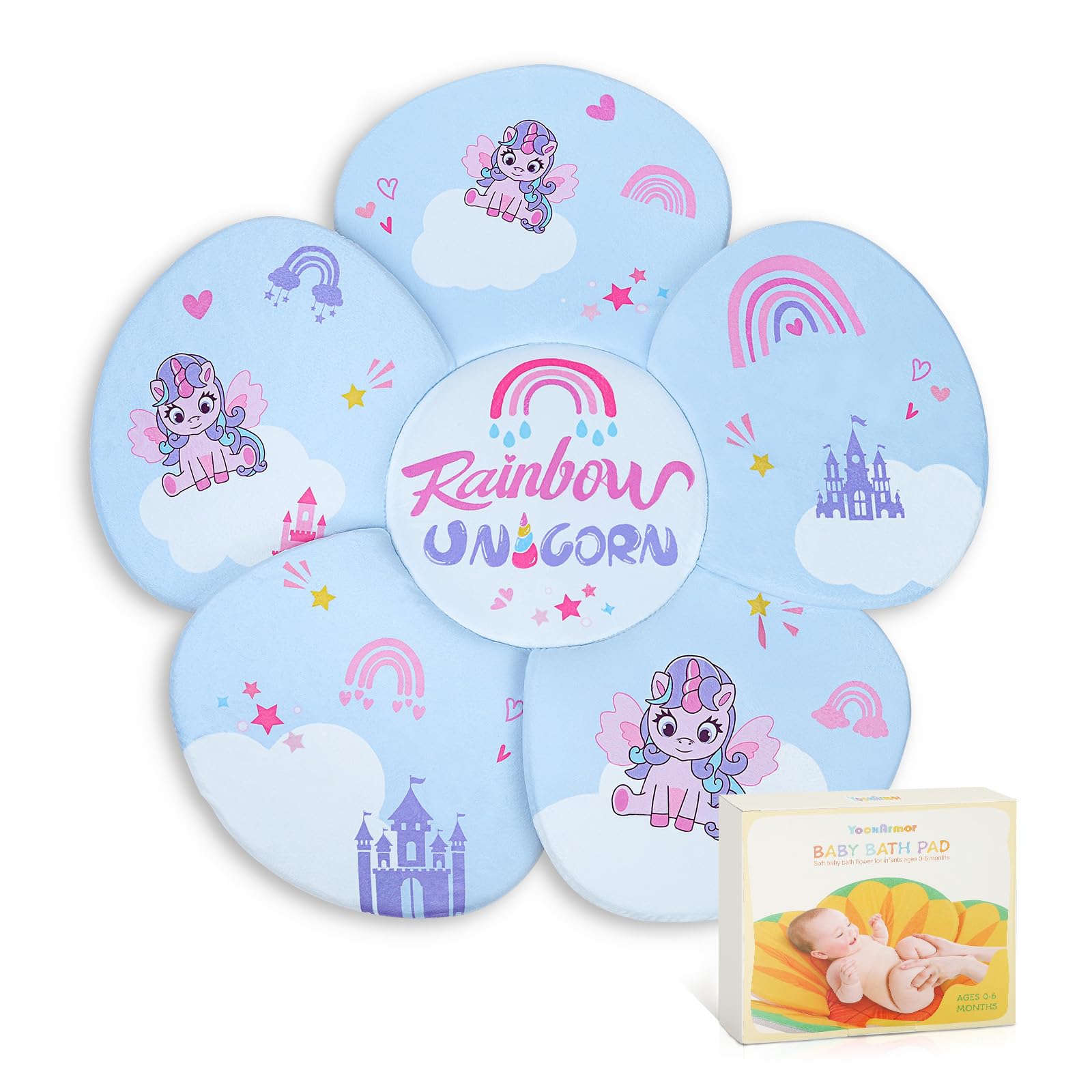 YooxArmor Alfombra de Baño para Bebé, Cojín Suave Antideslizante para Bañera, Colchón de Baño Recién Nacido 0-6 Meses, Almohada de Baño Portátil para Lactantes, Tapete de Baño Lavable