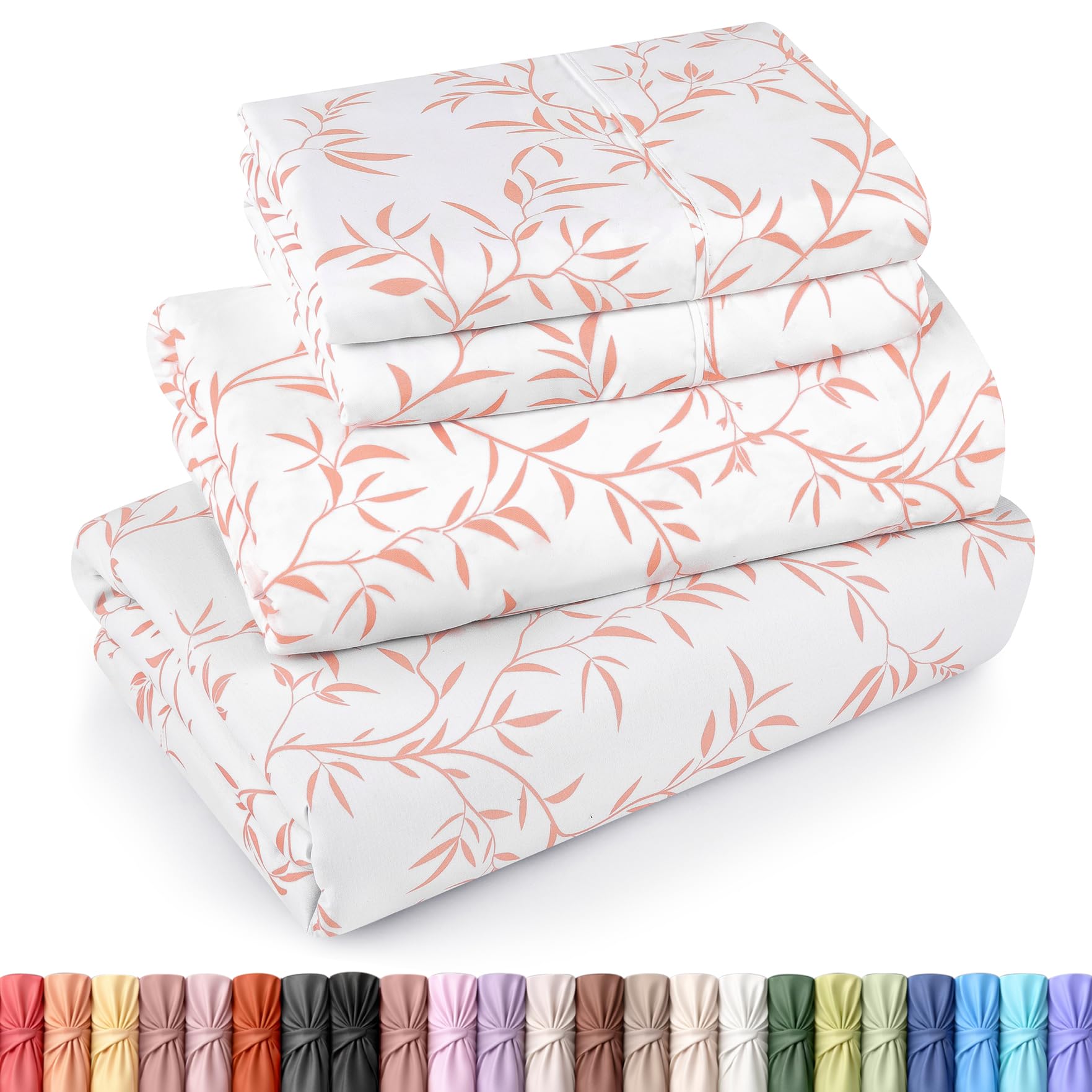 Parure de lit 4 pièces corail pour retrouver des nuits douces sans drap qui glisse