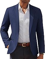 PJ PAUL JONES Men's One-Button Casual Blazer - Lightweight Breathable Sport Coat Notched Lapel Solid Jacket