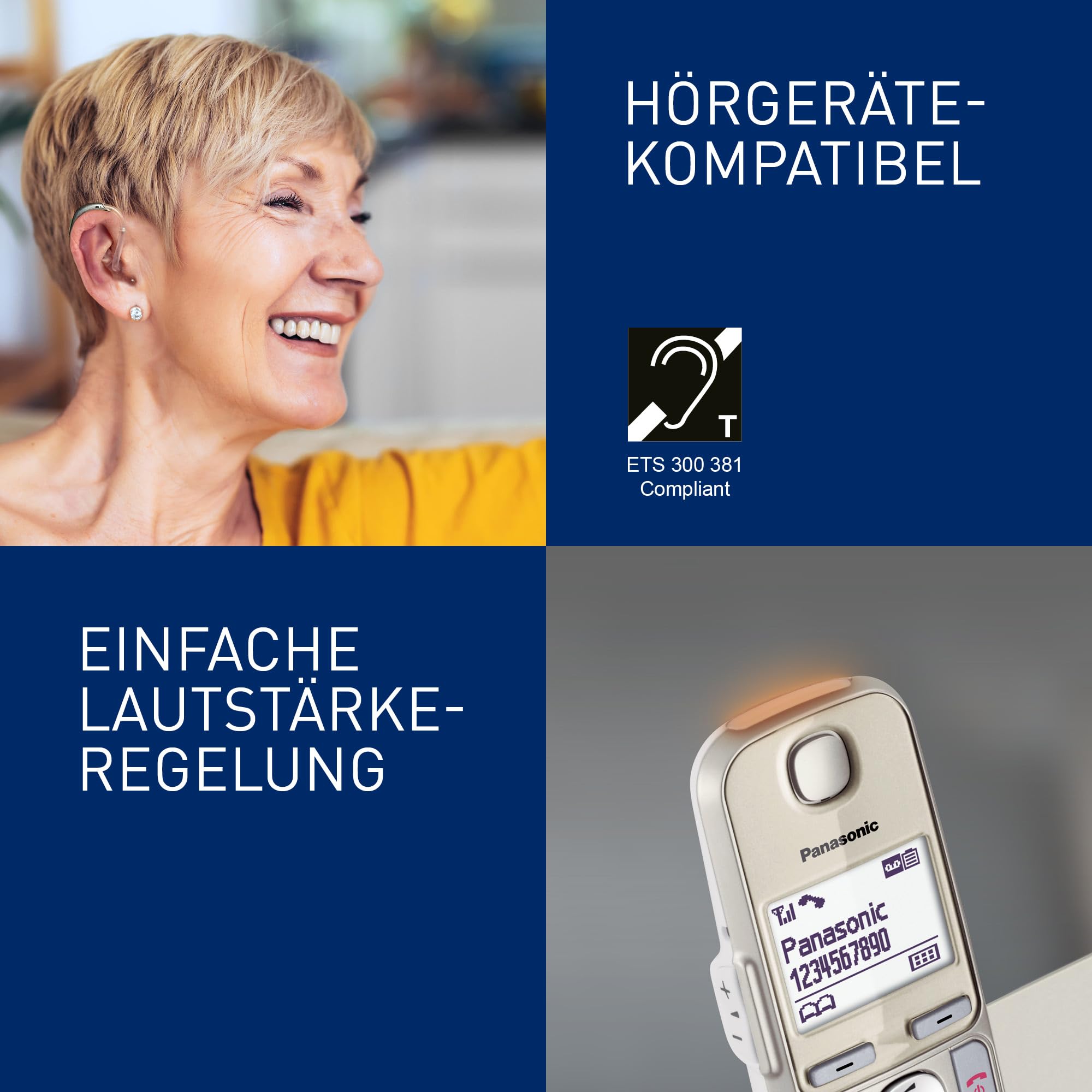 Panasonic KX-TGE262GN Schnurlostelefon mit Anrufbeantworter, bis zu 1.000 Nummern sperren, Voll-Duplex Freisprechen