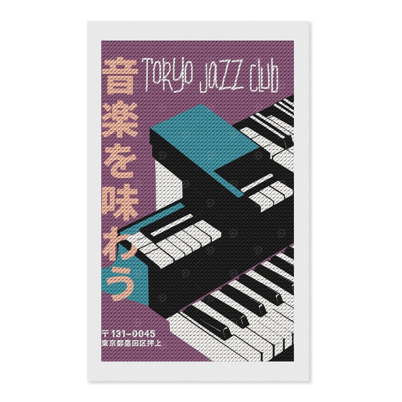 Junmoney Tokyo Jazz Club Diamond Art Kit 12"x20", Bedroom Decor, Adhesive Canvas, Full Kit Included, Thoughtful Present, Birthday Gift