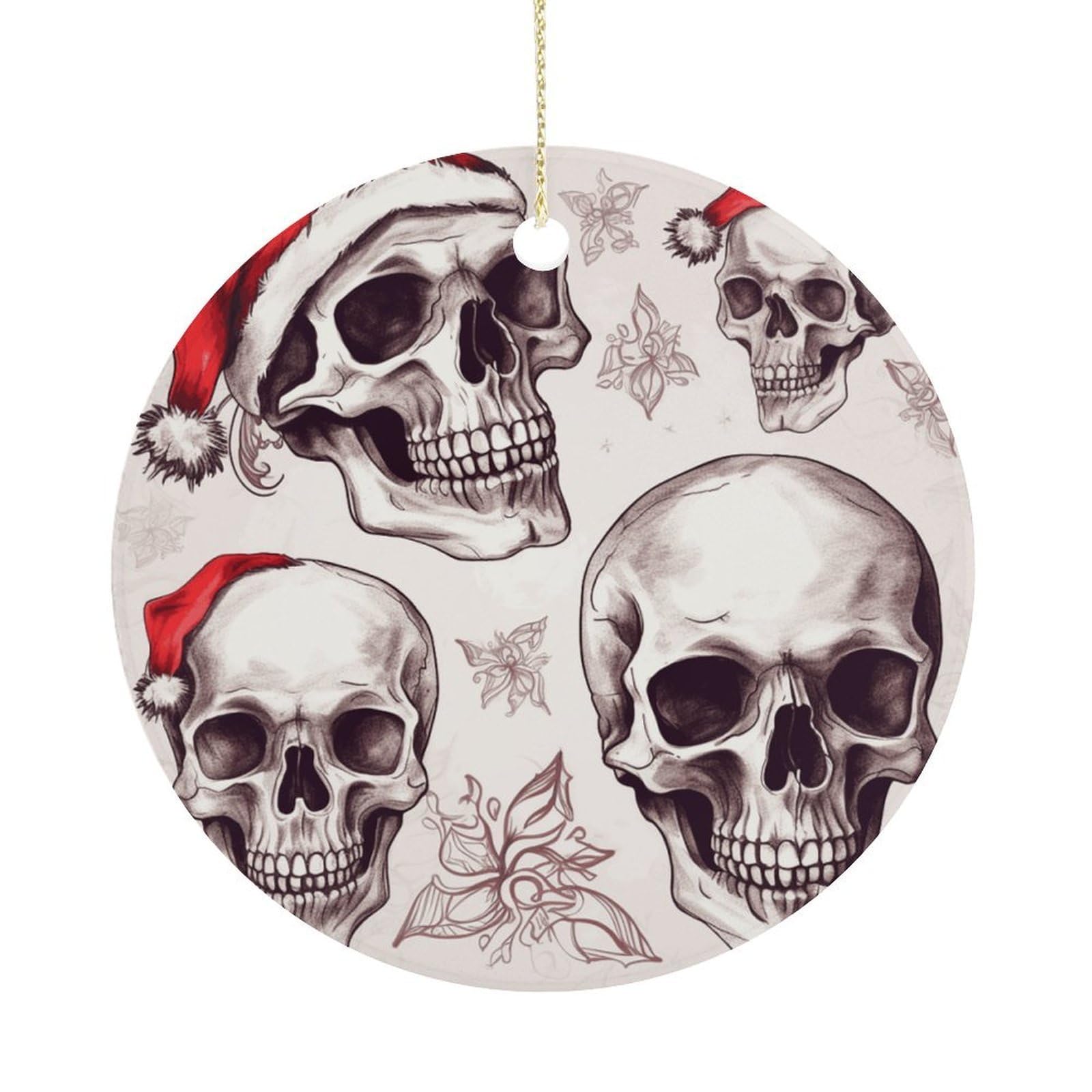 Adfgyerh Women's Style Sketchy Skulls Hanging Ceramic Ornaments, Christmas Tree Decorations, Funny Home Decor Gifts For Sisters & Work Best Friends