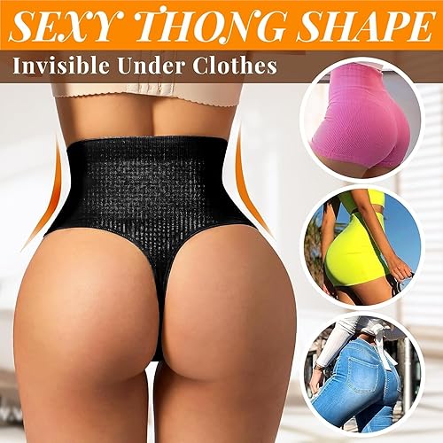 Miniatura 7 de IKNIYO Tanga moldeadora de abdomen para mujer, sin costuras, ropa interior de cintura alta, moldeador de cuerpo