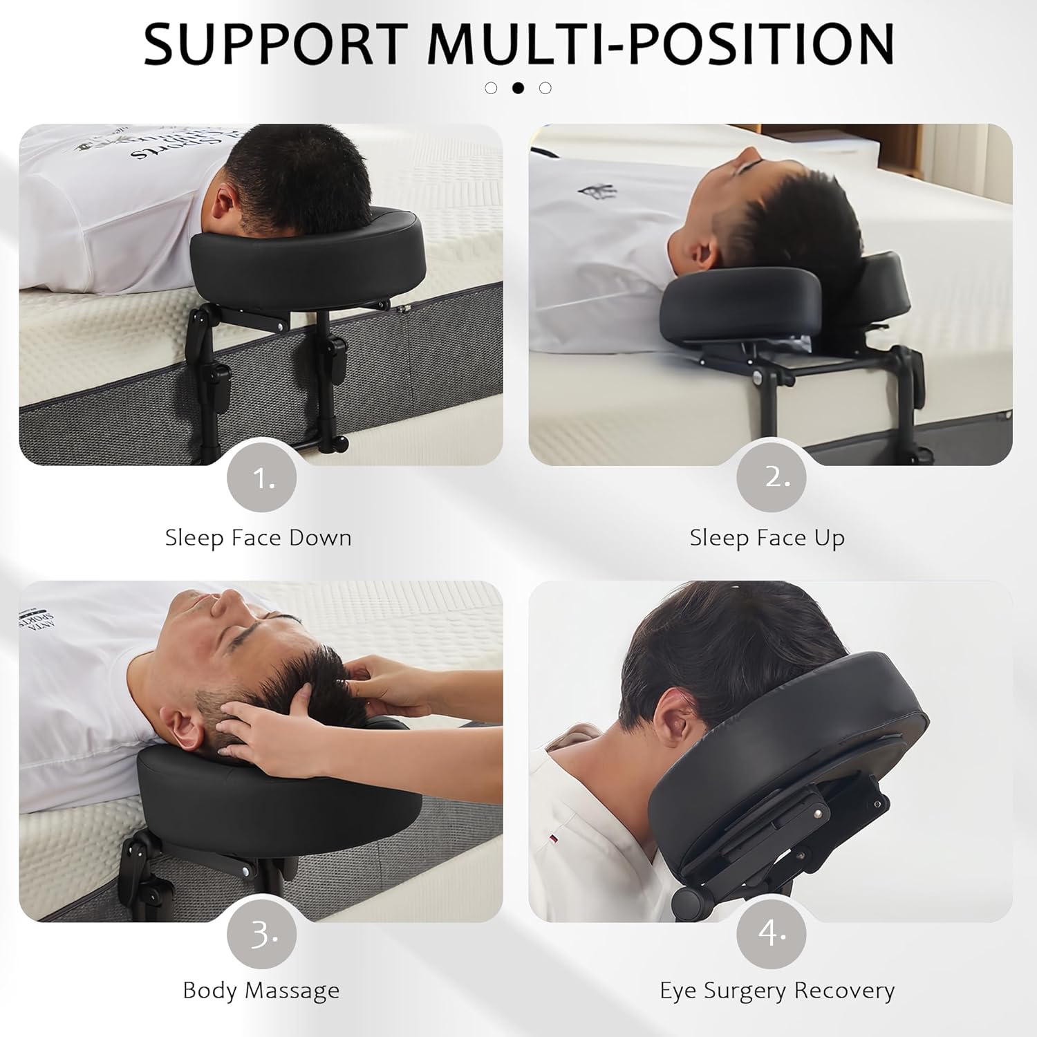 Massage Headrest for Bed, Portable Massage Face Cradle for Bed, Massage Table Kit with Adjustable Height 5.5'' to 17'' for Home, Salon