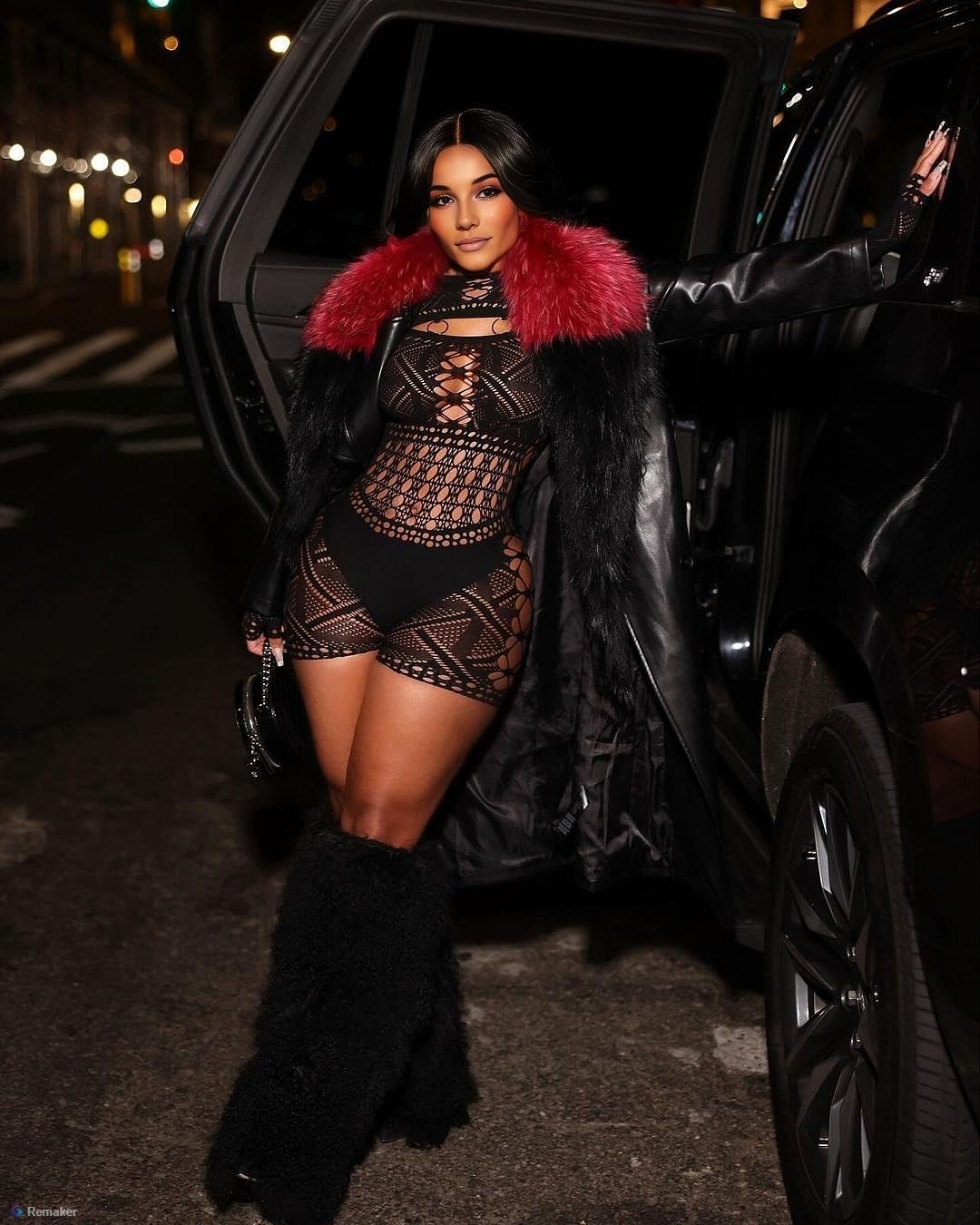 Women's Sexy Long Sleeve See Through Hollow Out Sheer Ultra Stretchy Mesh Bodysuit - Image 4