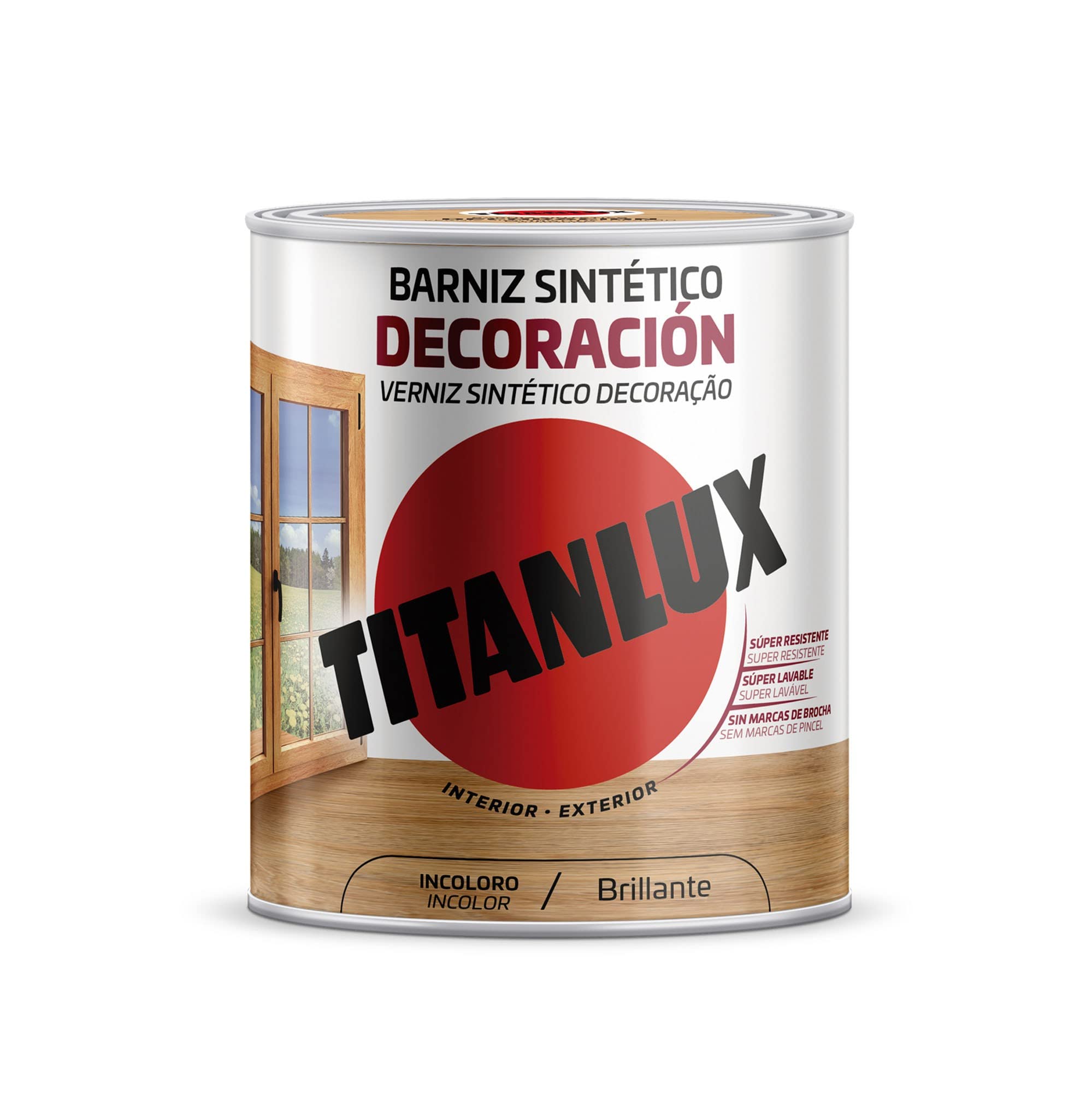 Titanlux Barniz para mobiliario y elementos de Madera Interior-Exterior, Brillante Incoloro 4L