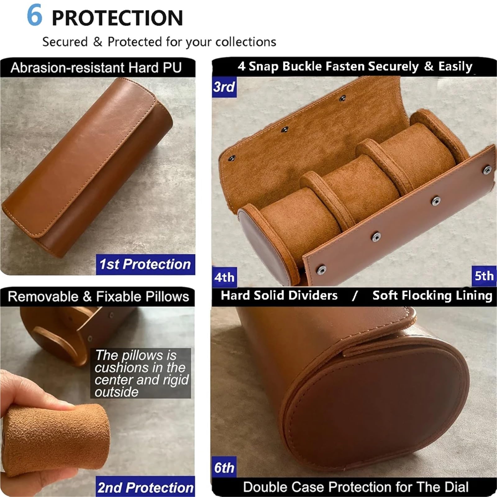 Custodia Da Viaggio for Rotolo Di Orologio Semplificata 2 Pezzi Per Orologi | Organizzatore di scatole portaoggetti for uomini e donne con innovativi cuscini rimovibili di sicurezza