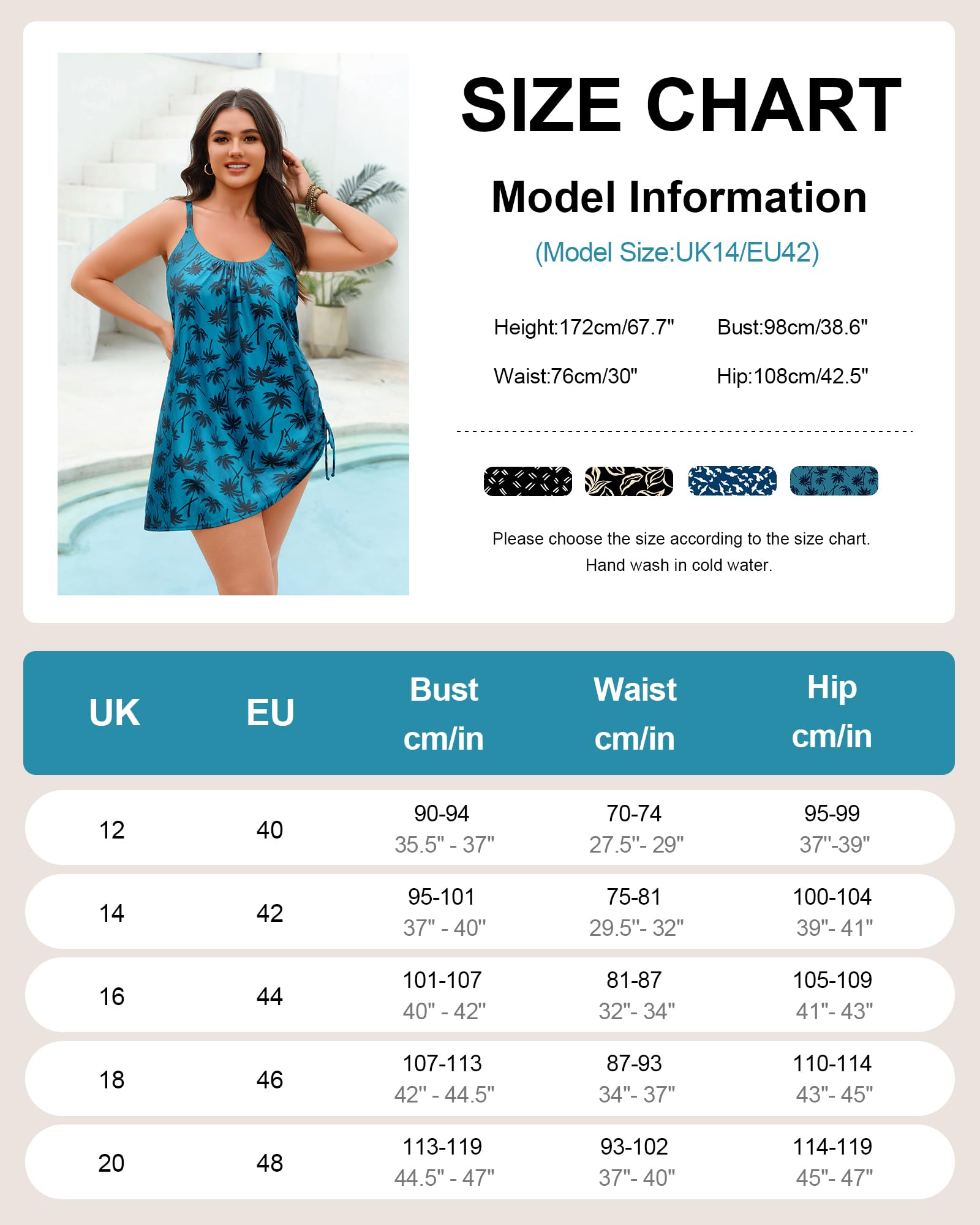 Maillot de Bain Une pièce pour Femme, Maillot de Bain à Jupe Amincissant, Robe de Bain à Cordons sur Les côtés avec Short intégré