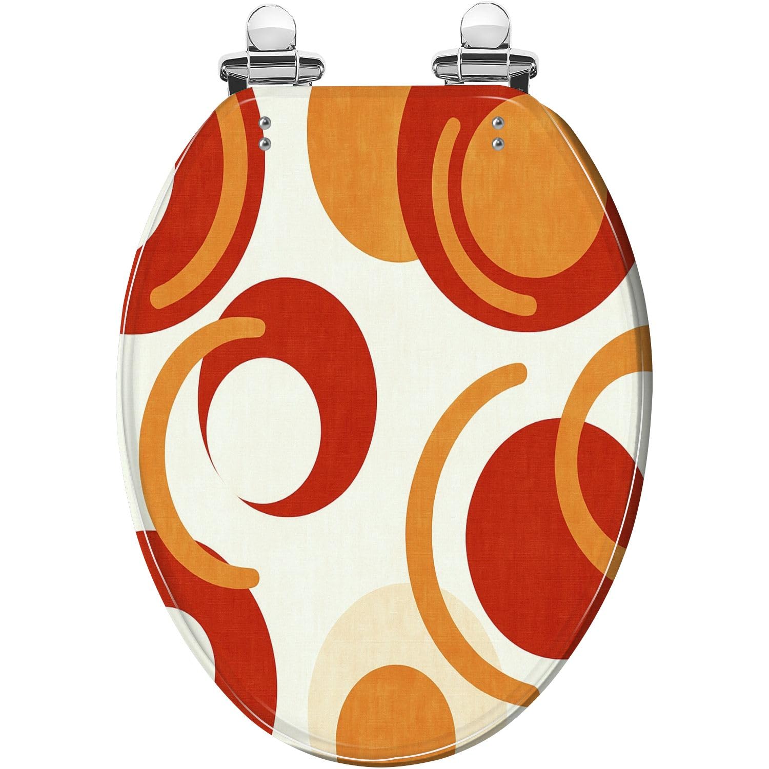 Retro 70s Groovy Toilet seat, Swirl Wavy Orange Resin Release Hinges Install, Adjustable, Lightweight, Durable, Portable, User-Friendly, Compact, Decorative, Elongated