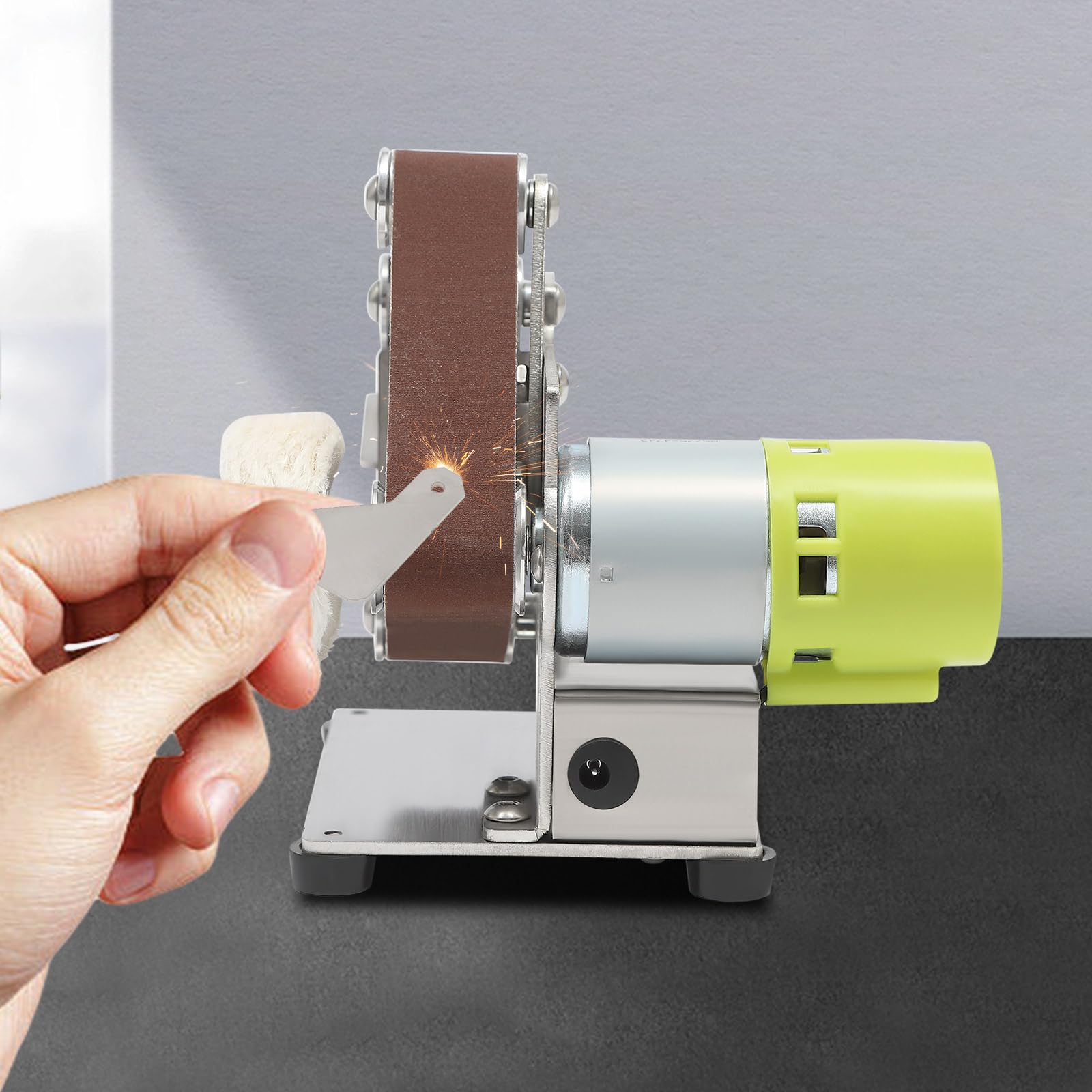 10000 giri/min, mini levigatrice a nastro, 150 W, levigatrice combinata con 10 nastri abrasivi, ideale per famiglie, mercati alimentari, magazzini, cantieri, ecc