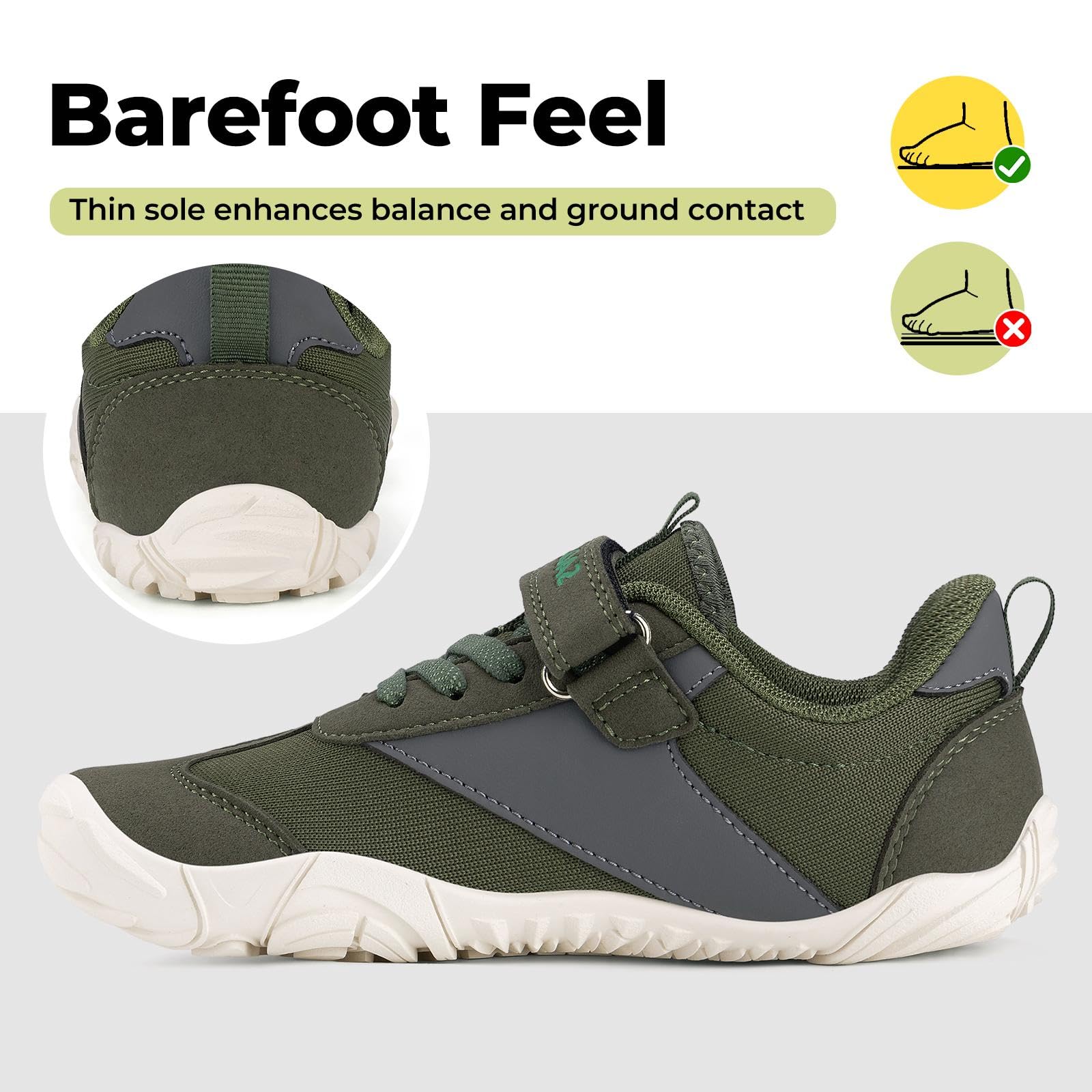 SAGUARO Barefoot Dziecięce lekkie trampki minimalistyczne, oddychające, z szerokimi palcami, rozmiar 25-36