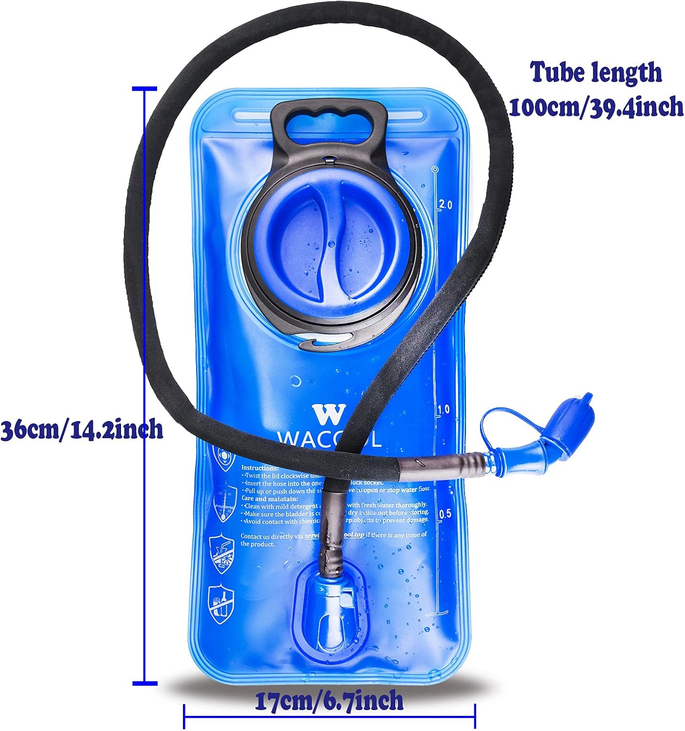 WACOOL 2L 2Liter 70oz BPA Free PEVA Hydration Pack Bladder Leak-Proof Water Reservoir