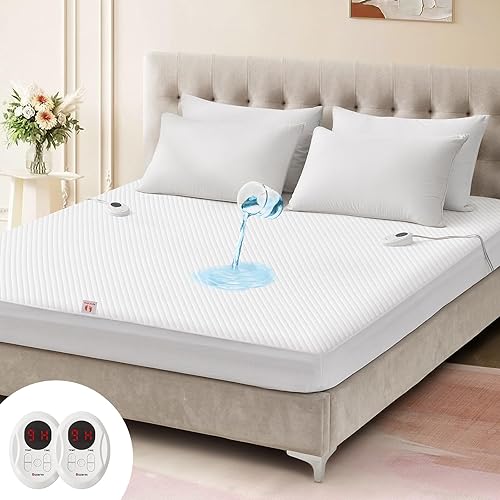 Bwarm Waterproof Heated Mattress Pad, ETL Certified Bed Warmer with