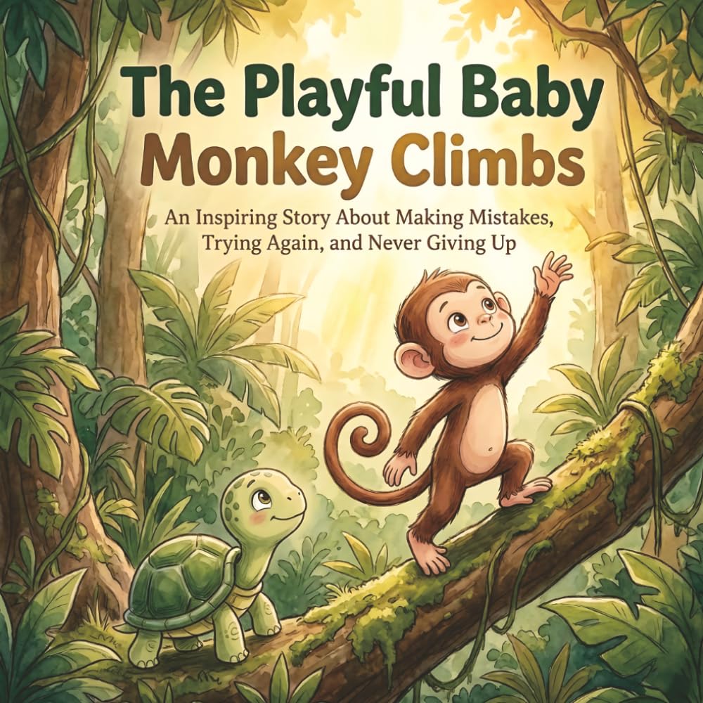 The Playful Baby Monkey Climbs: An Inspiring Story About Making Mistakes, Trying Again, and Never Giving Up (Wildwood Wisdom Tales)