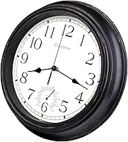 12 Inch Waterproof Retro Clock with Thermometer - Vintage Bronze Indoor Outdoor Wall Clock for Patio Garden Home Decor