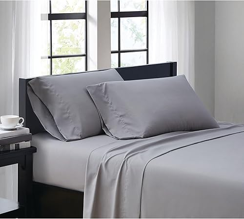TRULY SOFT Everyday - Juego de sábanas de poliéster gris de 3 piezas, tamaño individual XL, color liso, ropa de cama para adultos, certificado
