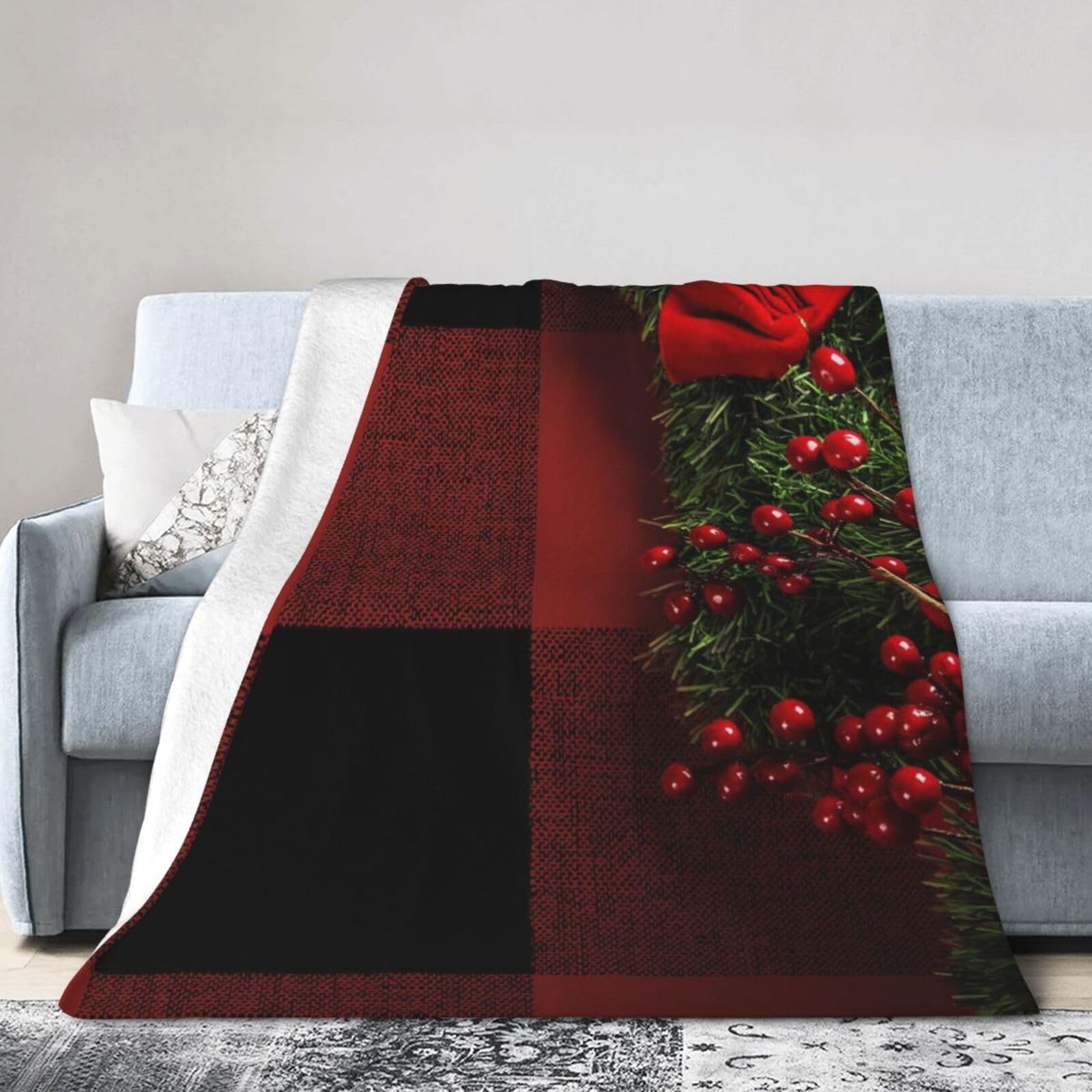 ERTDFXCV Christmas Plaid Blanket 50"x40"