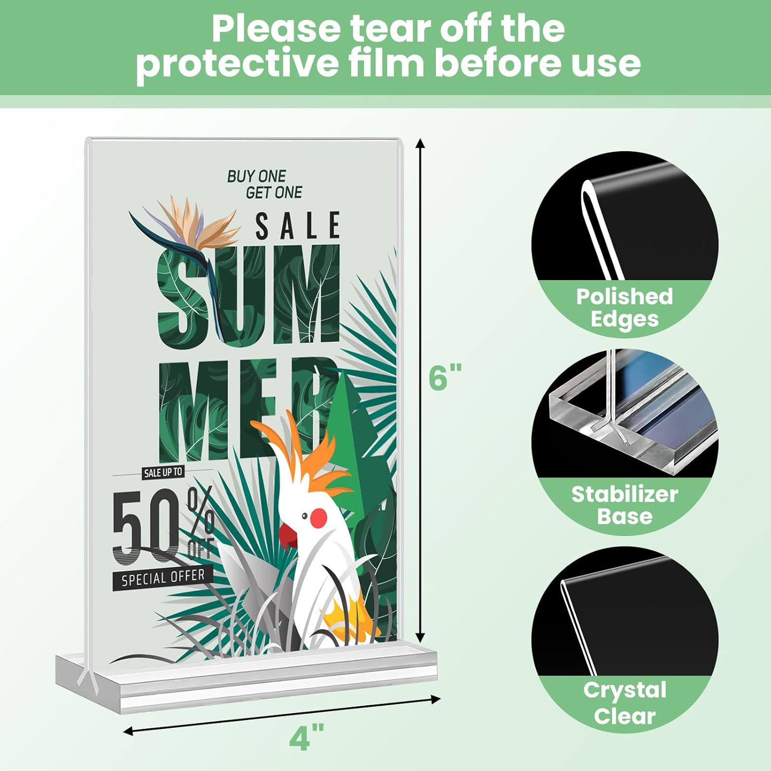 Acrylic Sign Holder 4x6, 21 Pack Clear Table Menu Vertical Double Sided Display, Plastic Menu Stand Paper Holder Suitable for Restaurants Office Store Show Fair - Image 6