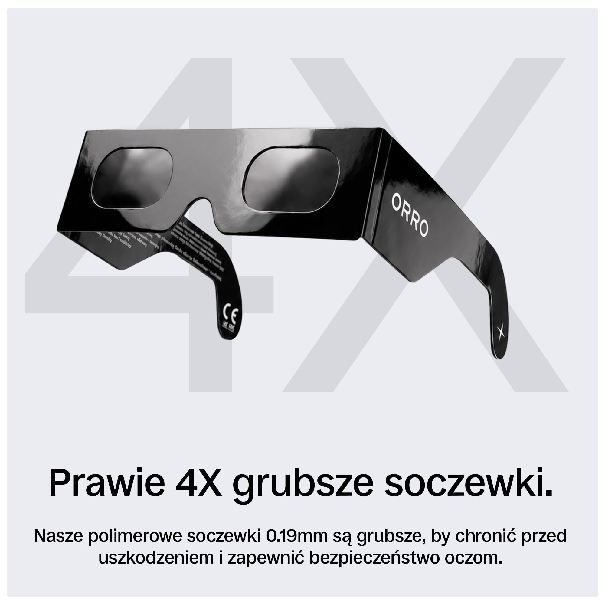 ORRO Okulary do Obserwacji Zaćmienia Słońca 45 mm, Zestaw 2/6/12 szt., Pasują na Okulary Korekcyjne, Certyfikowana Ochrona Oczu, Testowane zgodnie z EN ISO 12312-2:2015, Oznakowanie CE