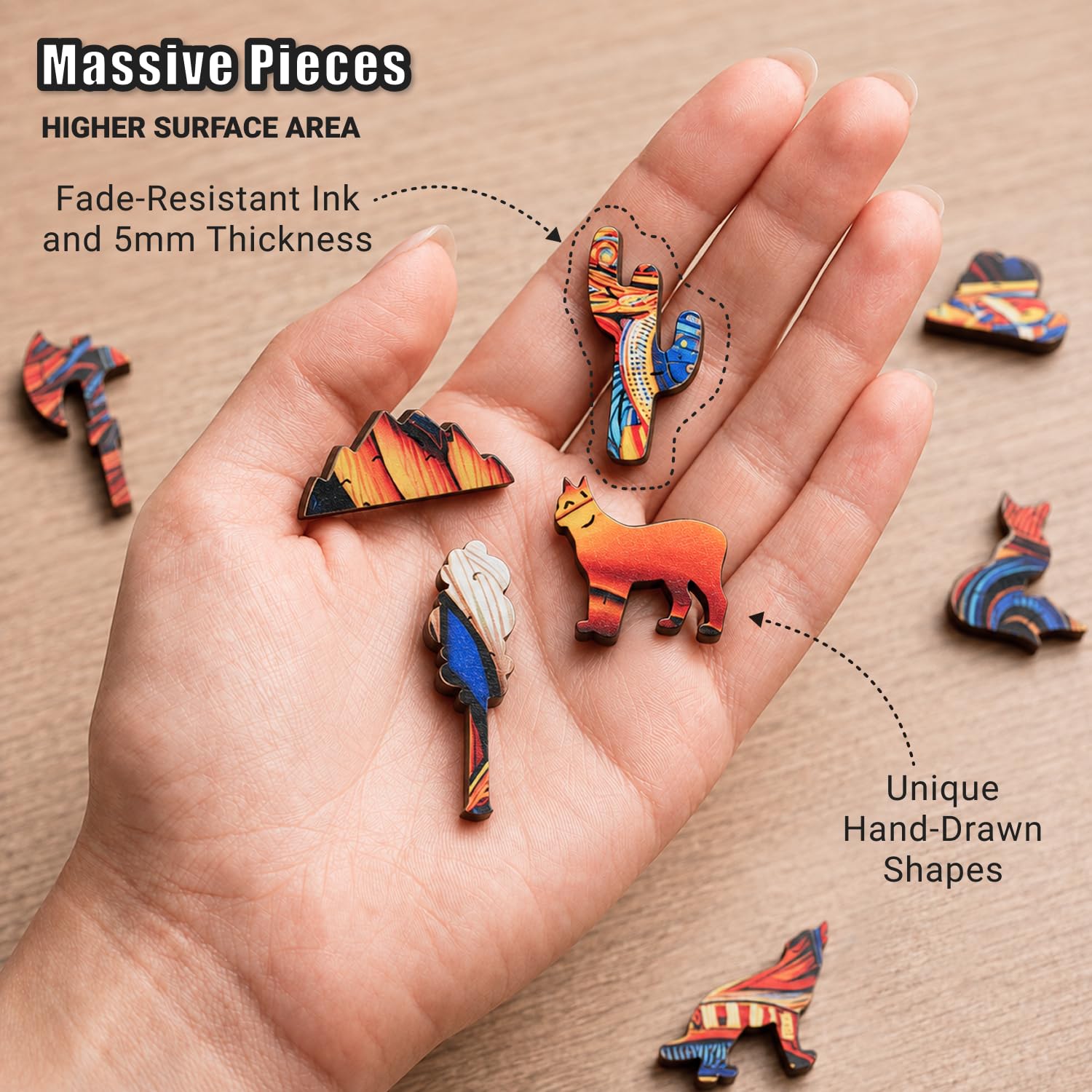 LEOGOR Puzzles en bois pour adultes – Vivid Eagle Odyssey – 350 pièces uniques en forme d'animaux – Décoration murale en bois naturel de qualité supérieure de 5 mm d'épaisseur – Jeu de société