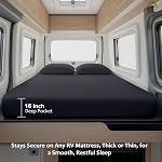 Shreem Linen Luxury 4 Piece Microfiber RV Sheet Set, Deep Pocket Fits Up to 10 inch, Soft, Wrinkle-Resistant, Camper, Travel Trailer Bedding, 3/4 Full Bunk 48x75, Dark Grey