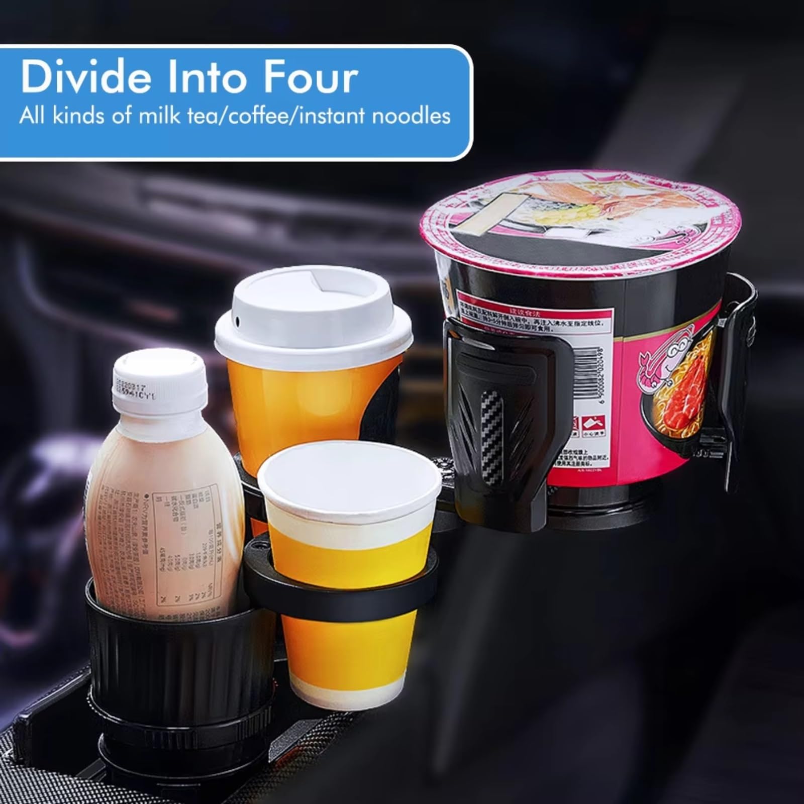 Portabebidas Coche Portavasos Automóvil 4En1 con Estante Bebidas