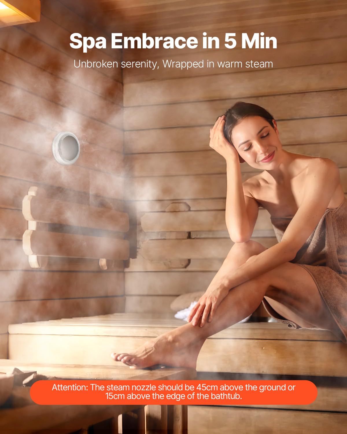 VEVOR Generador de Vapor 7,5 kW para Sauna, Ducha, Baño, Spa, con Controlador, Kit de Drenaje Automático, Protección contra Sobrecalentamiento, Funcionamiento en Seco, 485 x 185 x 380 mm, Negro