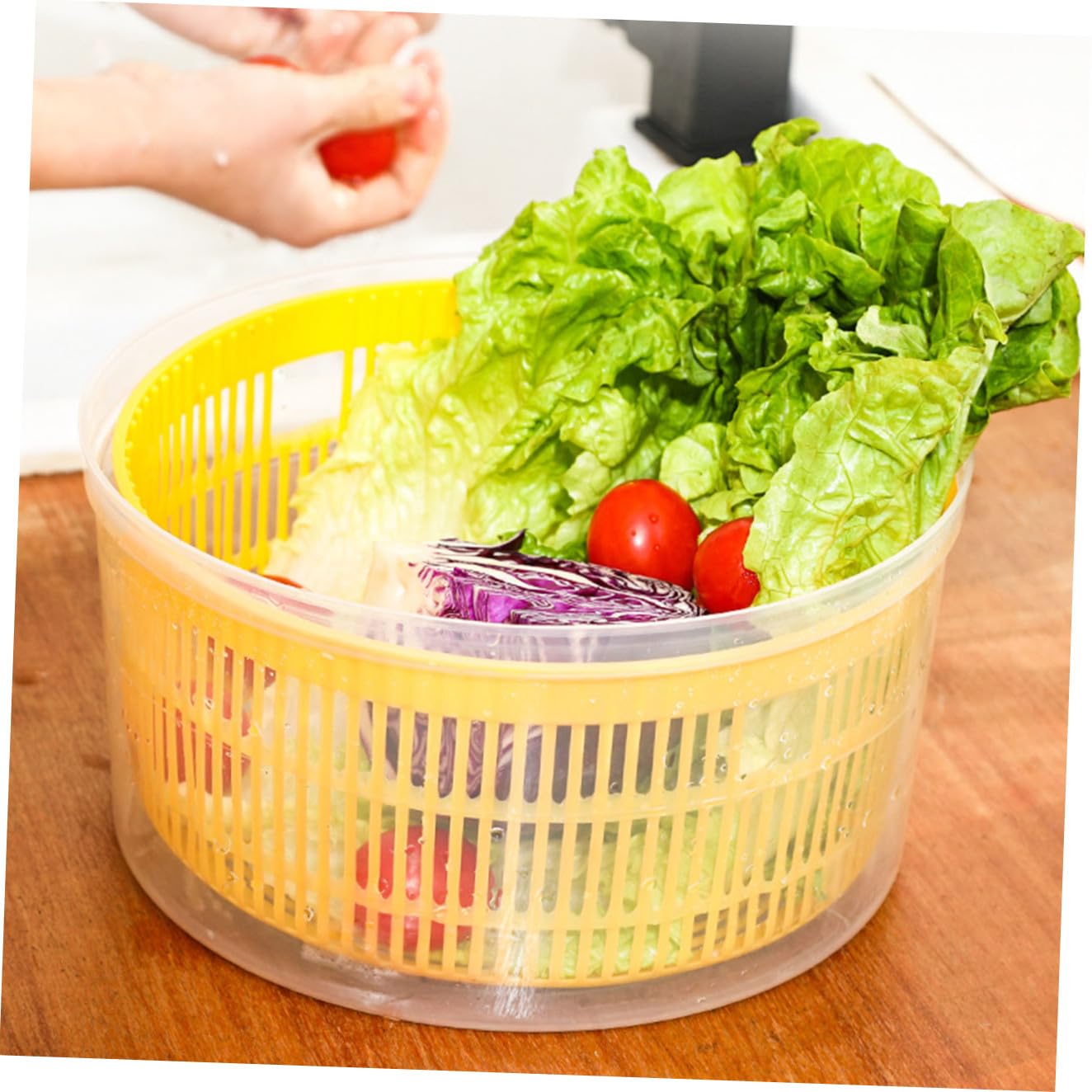 PRETYZOOM Secadora Eléctrica de Ensalada y Verduras con Cesta de Drenaje y Almacenamiento Drenaje Rápido Segundos para Cocina Doméstica y Restaurante Diseño Compacto para Frutas y Verduras