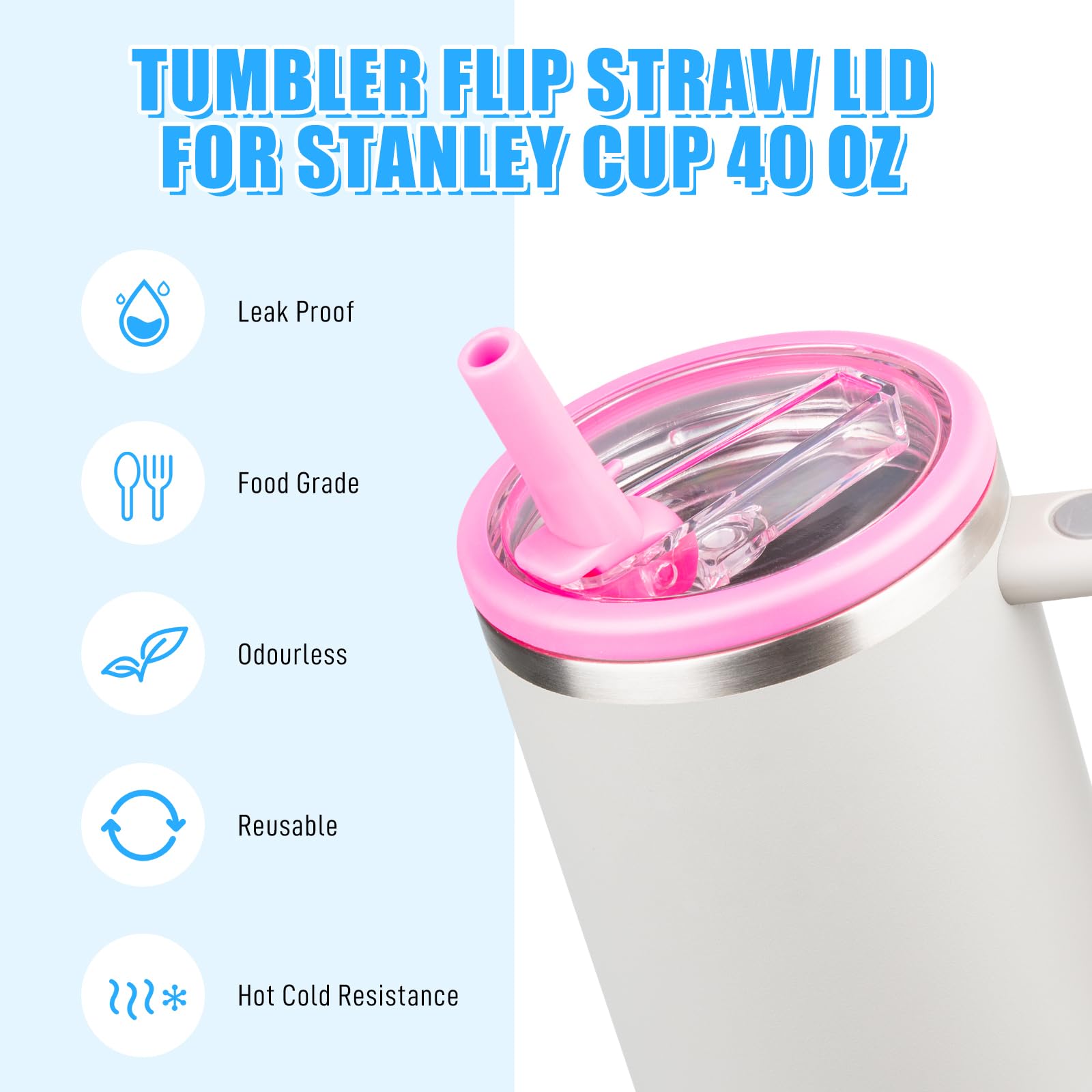 Amazon.com | 40 oz Tumbler Flip Straw Lid Compatible with Stanley Cup 40oz  Tumbler Tumbler Cover Compatible with Stanley Cup Quencher (Hot Pink and Light  Purple, 2 Pack): Tumblers & Water Glasses