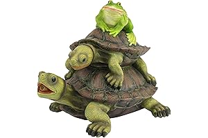 Design Toscano Along for the Ride Frog and Turtles Spitter Piped Statue