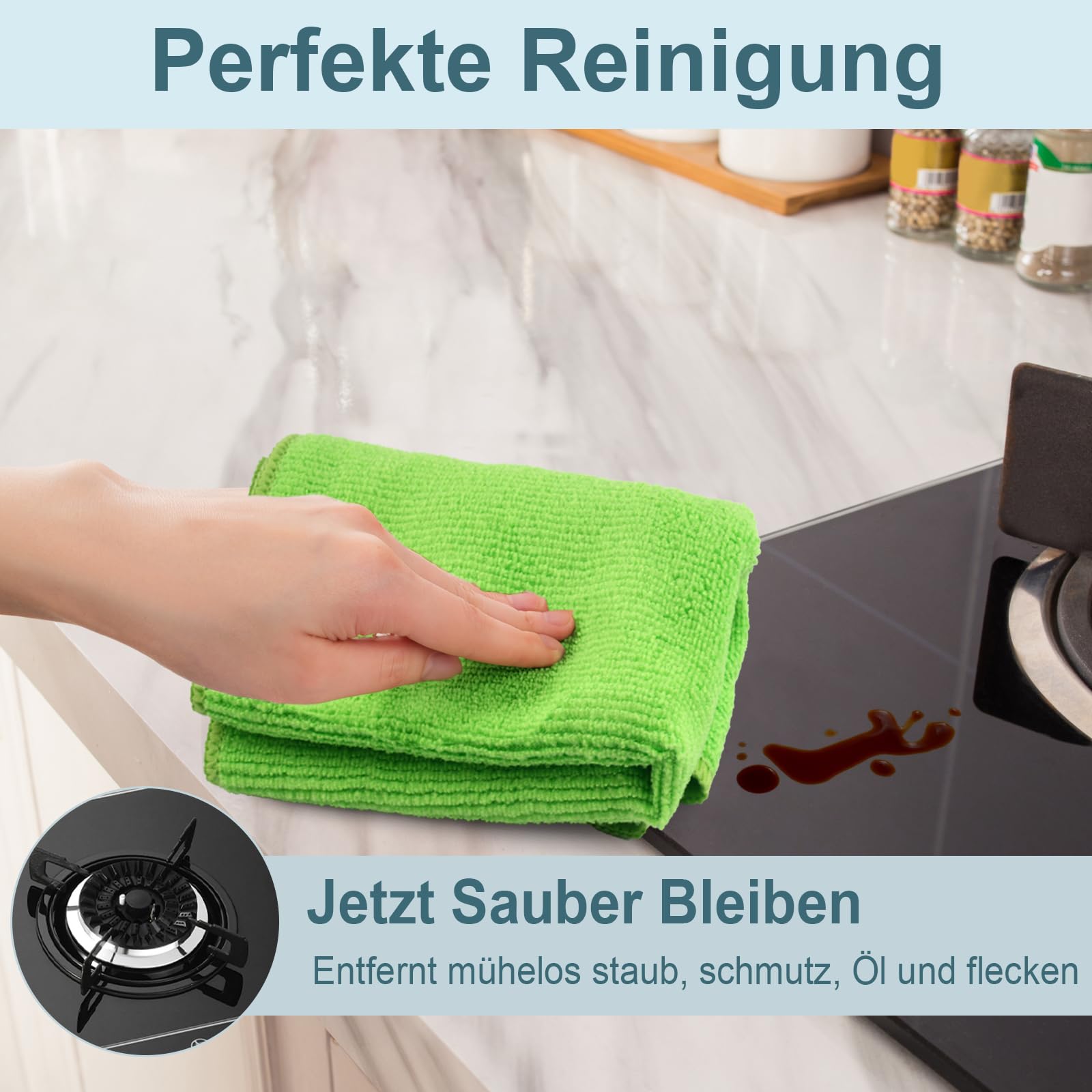 Mikrofaser-Reinigungstücher, 12 Stück - Superweich, Fusselfrei, Für Küche, Auto & Haushalt