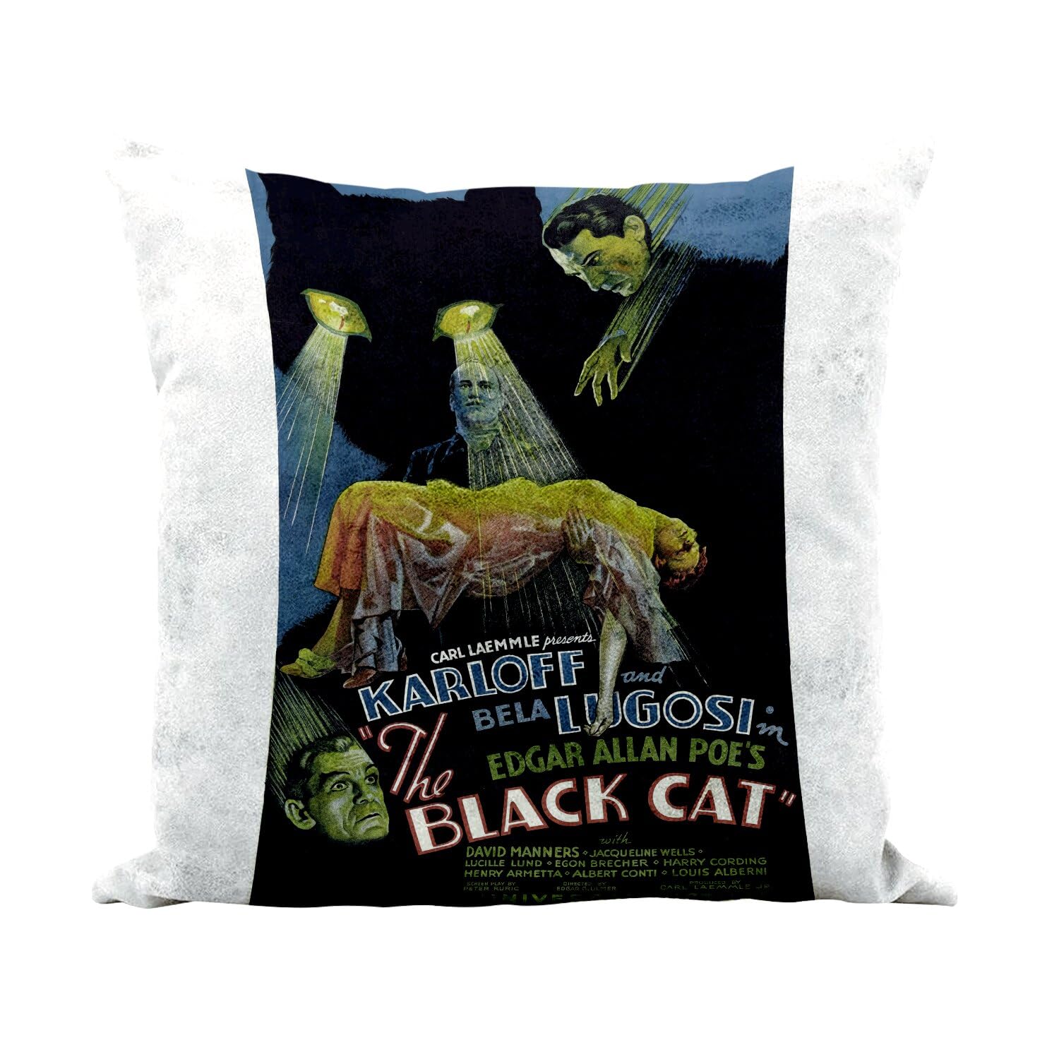 Coussin Similicuir Blanc The Black Cat affiche cinéma rétro vintage