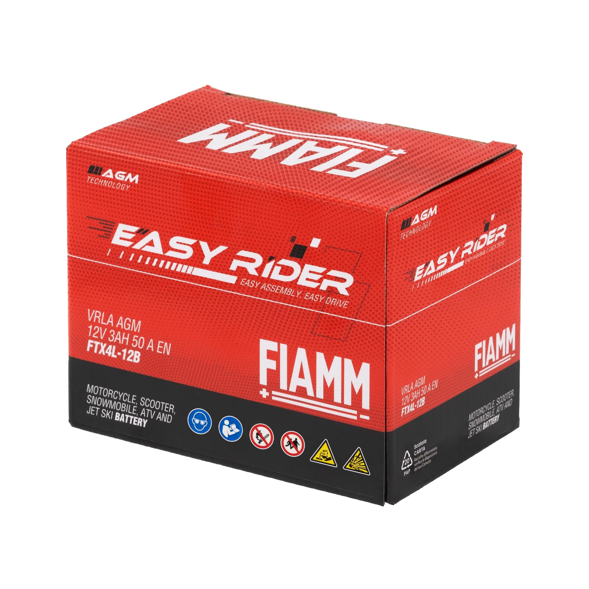 Fiamm Batteria Moto Scooter FTX4L-12B 3AH 50A AGM Senza Manutenzione