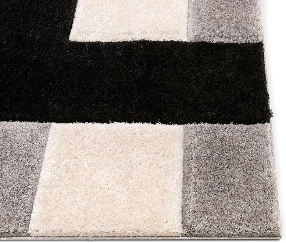 Image of Shaggy Area Rug - Extra Plush Luxury Carpet, Super Soft & Cozy Feel| Perfect for Living Room, Bedroom, and Stylish Home Decor- Black (7 x 10 ft)