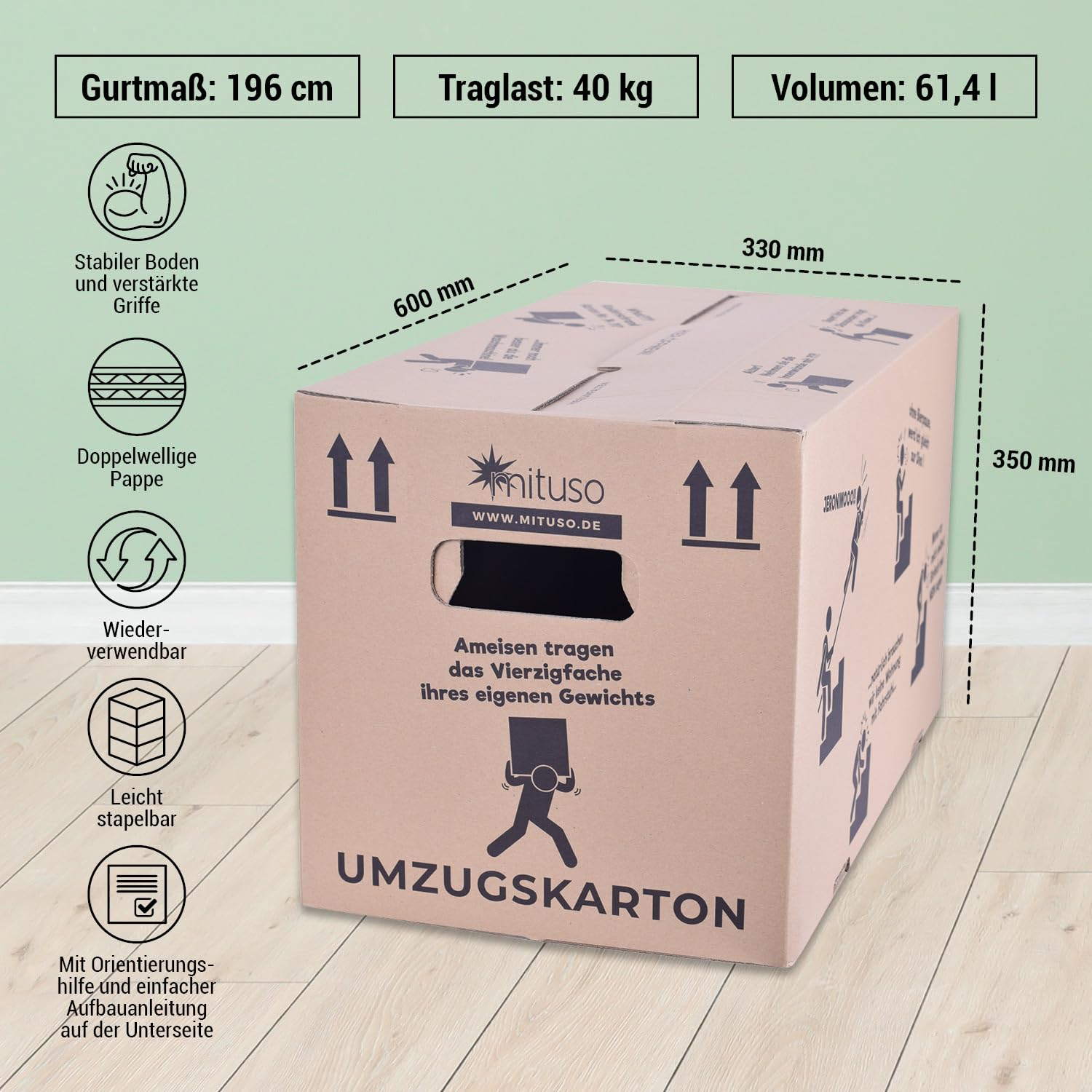 GreatVita - Cartoni per trasloco, 600 x 330 x 350 cm, rinforzati, 600 x 330 x 350 cm, 25