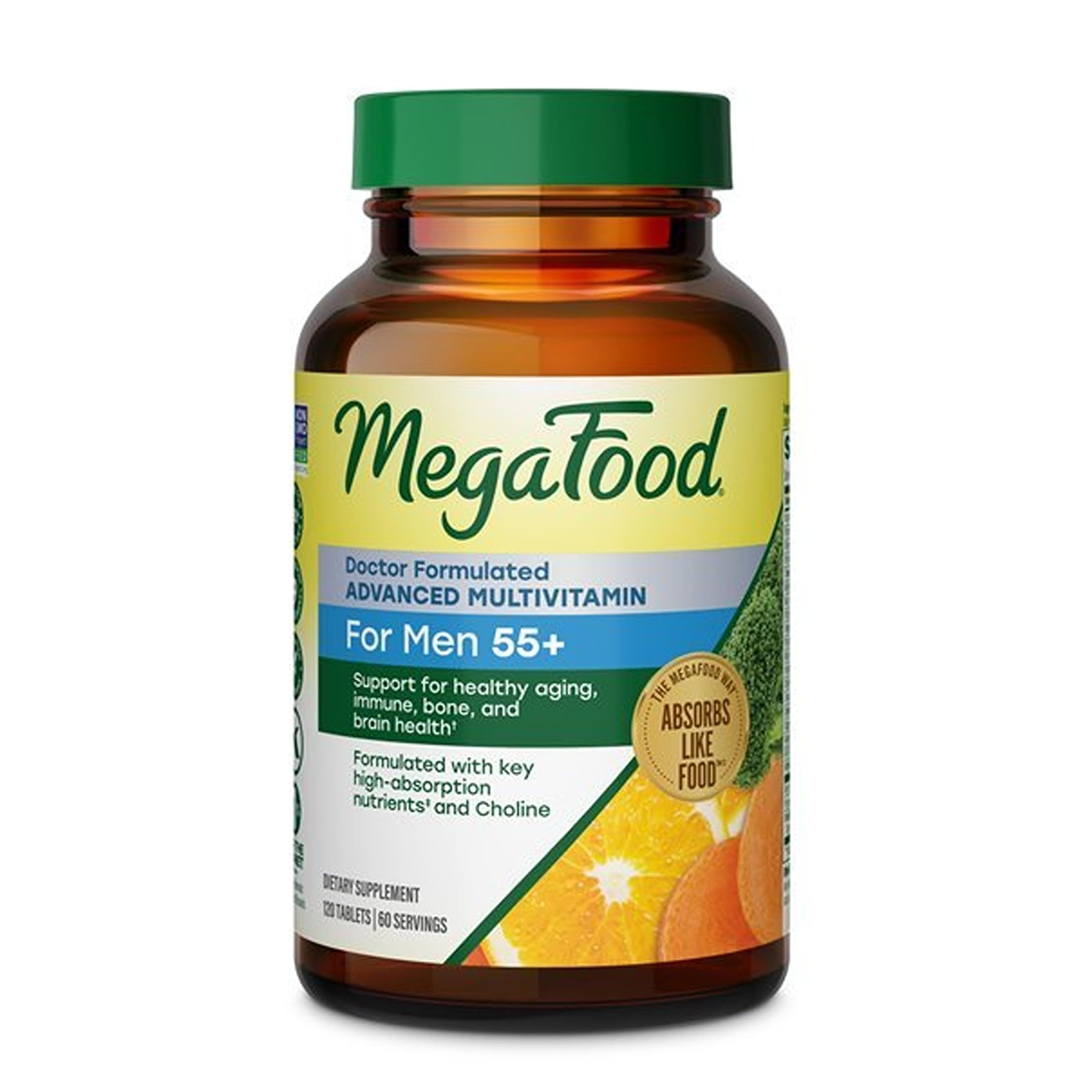 MegaFood Advanced Multivitamin for Men 55+ Doctor Formulated, 120 Tablets 120 Count (Pack of 1)