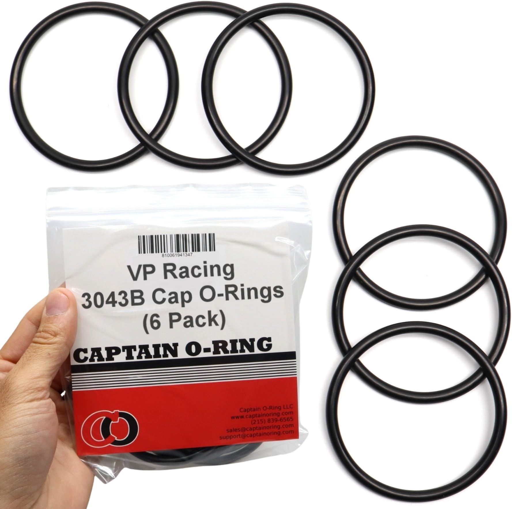 Replacement 3043B O-Rings for VP Racing Fuels 3042 Gas Can/Utility Jug Caps (6 Pack)