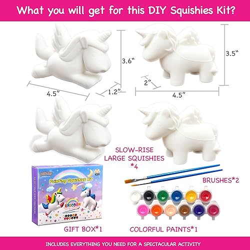 Miniatura 5 de Juguetes esponjosos de unicornio, kit de levantamiento lento para pintar tus propios squishies, paquete de juguetes grandes para aliviar el estrés