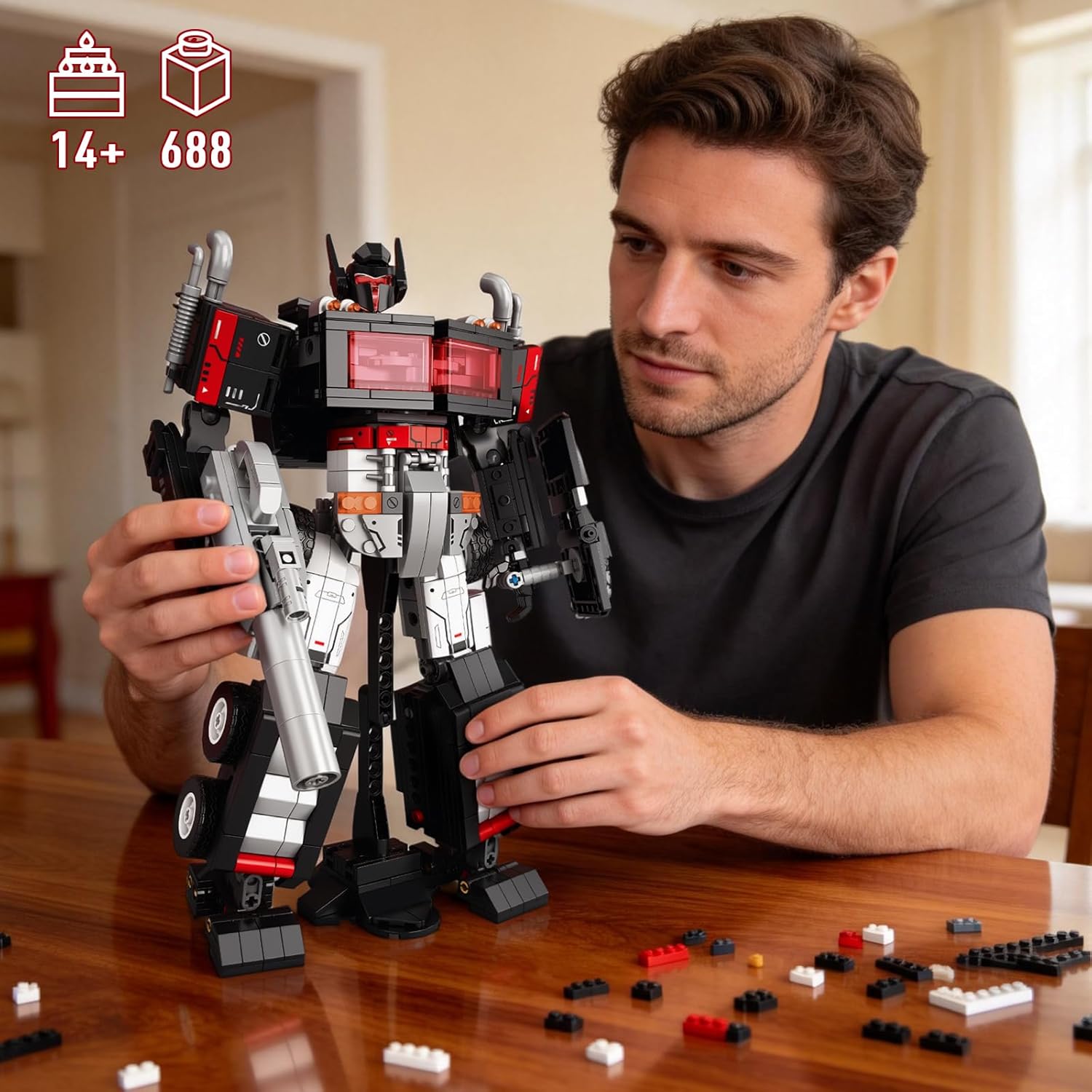 HIGH GODO Transforming Building Set, 2 in 1 Transforming Robot and Truck Model Kit for Display or Play, Collectible Robots Gifts Toys for Teens Adults 14+ (688 PCS)
