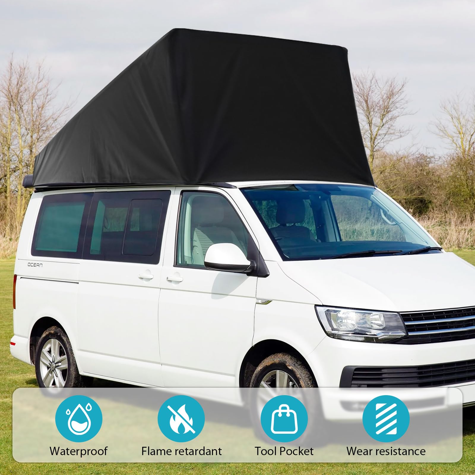 Housse De Toit Relevable étanche Pour VW T5/T6 - Protection Hiver/été, SPF50+, 75D Double Face