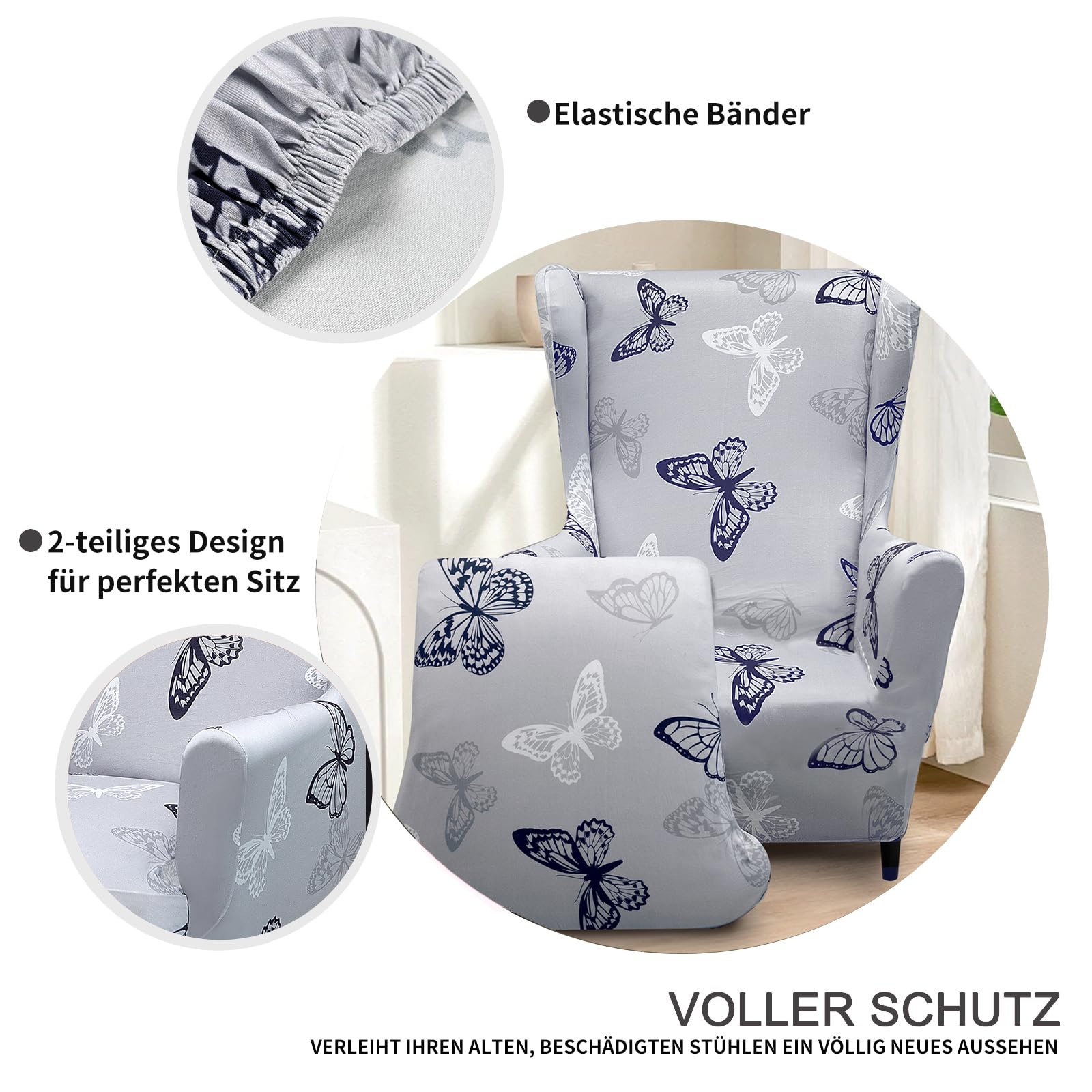 uyeoco Sesselüberwürfe Elastisch 3-teilig Sesselbezug