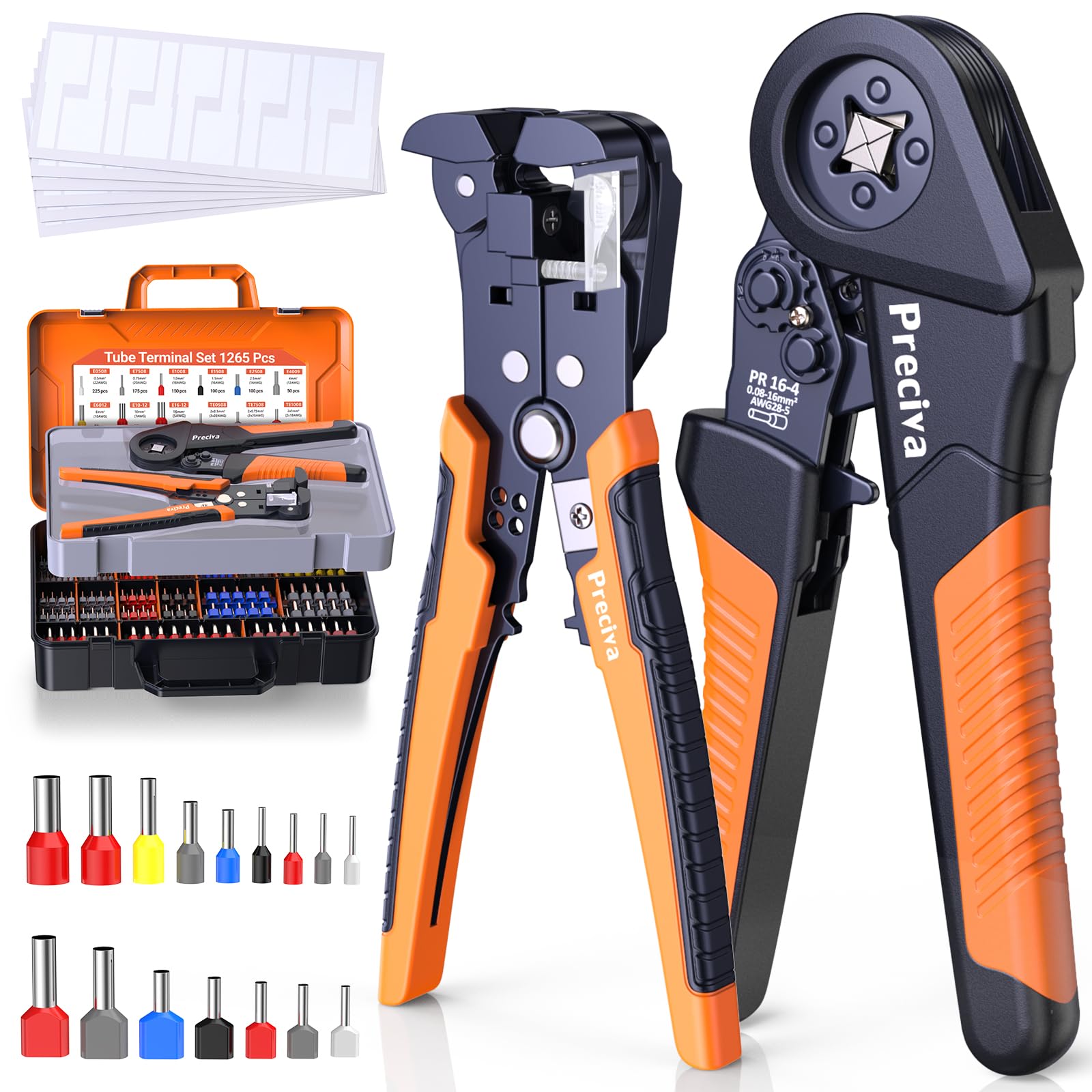 Preciva Kit Crimpadora con Pelacables, con 1265 Terminales Eléctricos