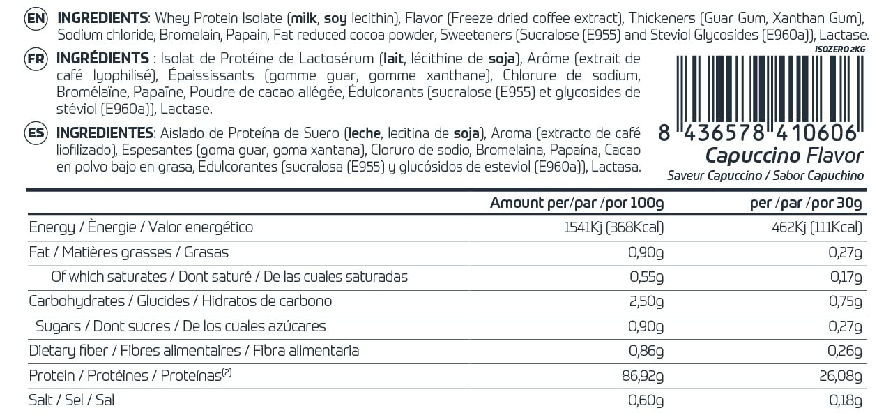 Isozero - 100% Ultra Pure Whey Protein Isolate CFM 2 Kg Capuccino