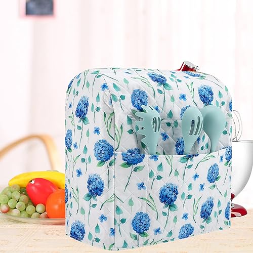 Miniatura 7 de Funda para batidora de pedestal, diseño hortensias, compatible con batidoras KitchenAid y Hamilton de 5 a 8 cuartos de galón, decoración de