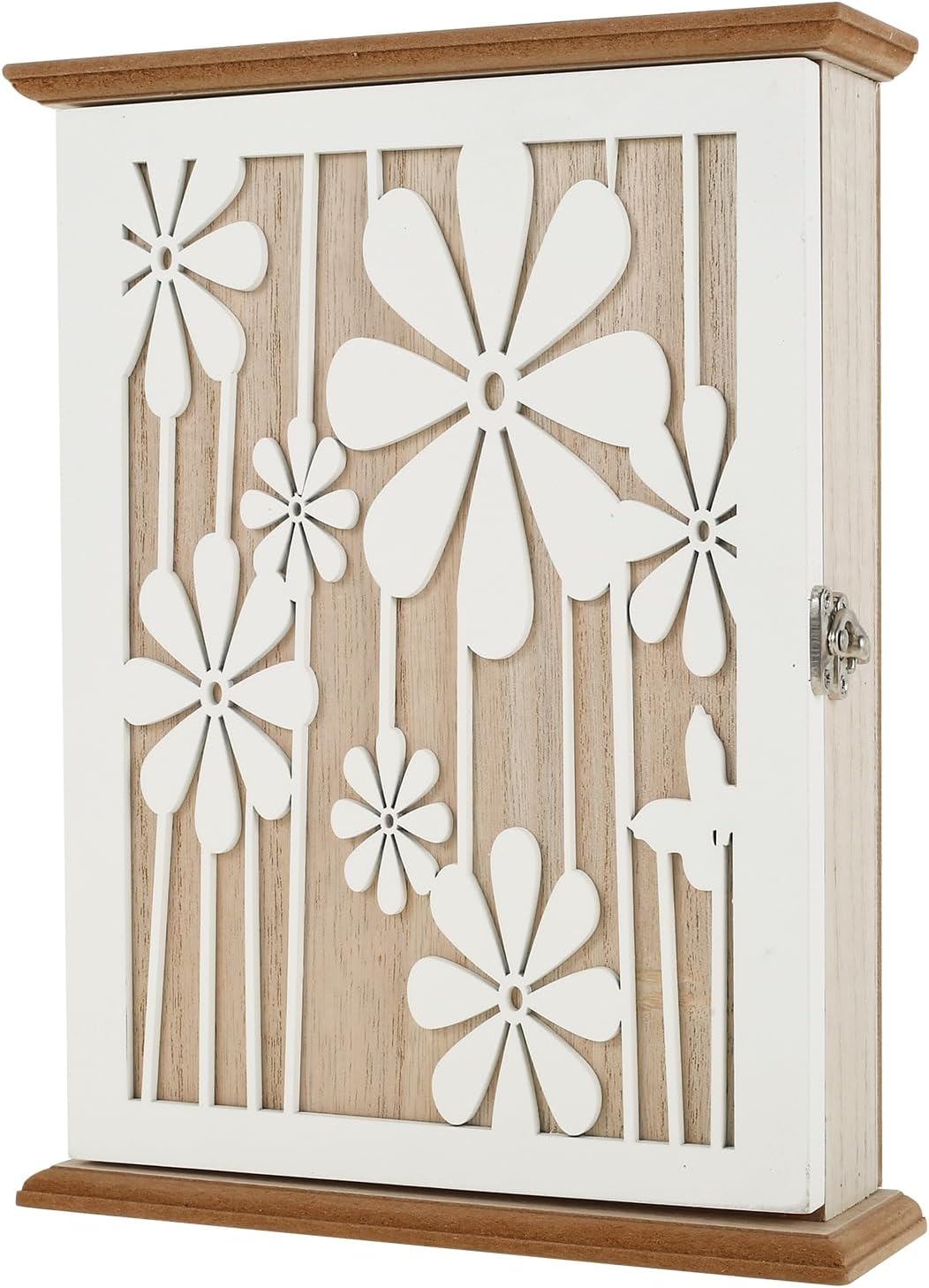 US Wooden Key Box Wall Mount Wooden Key Holder Decorative Wall Key Hanger with 6 Key Hooks Rustic Key Cabinet Key Organizer Entryway Key Holder for Wall Entryway Hallway(Style 1)
