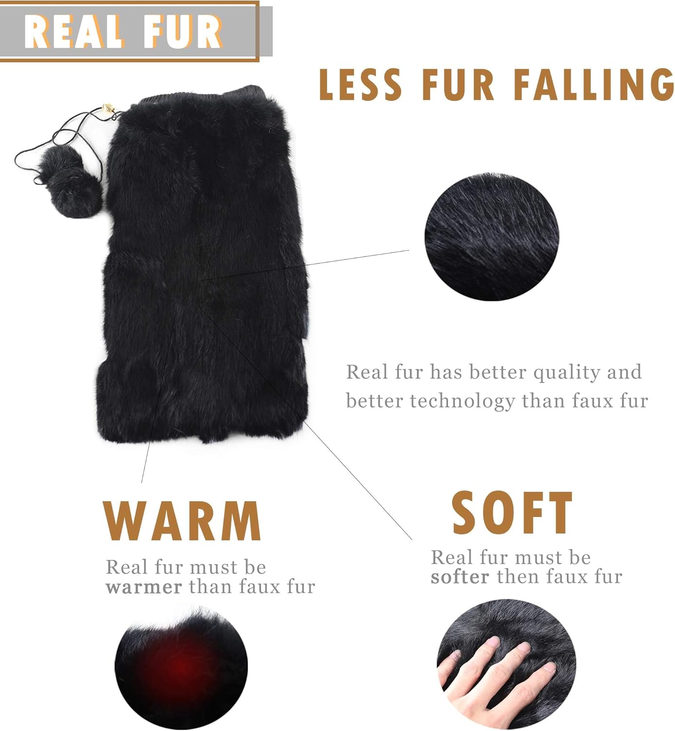 Fur Story Fur Leg Warmers Real Fur Rabbit Winter Leggings Boot Toppers for Women - Image 2