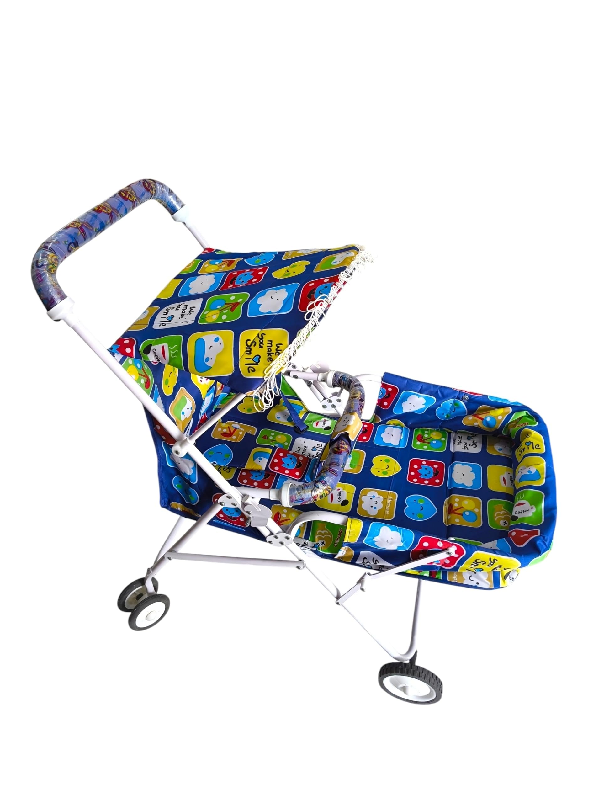BONDAD HUB Baby Pram with Reversible Handle | Rotational Wheels | 3 Recline Position Stroller | Stroller for 0-3 Years Baby (Blue)-image-2