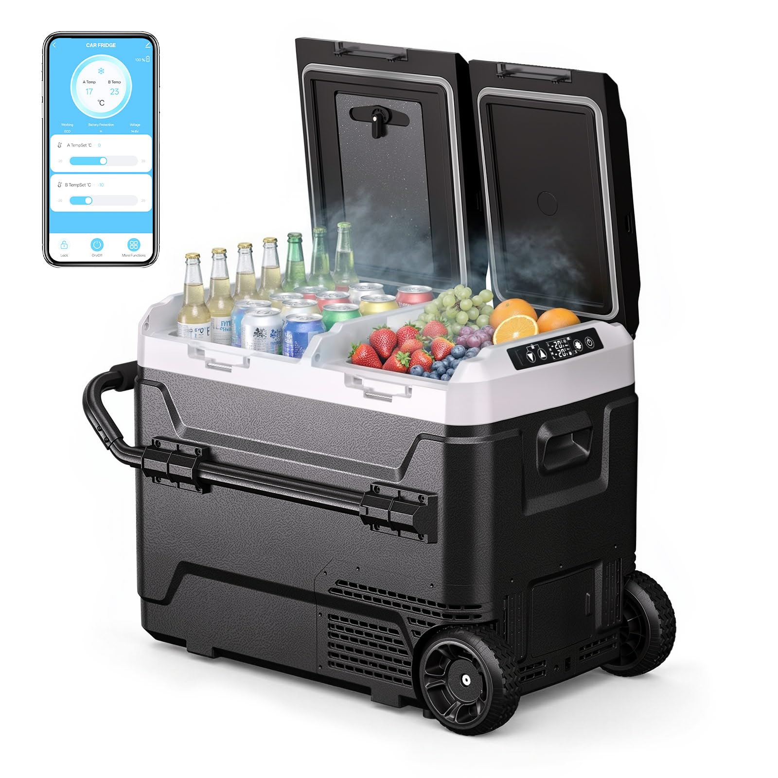 HCALORY 53 Quart Dual Zone Car Fridge
