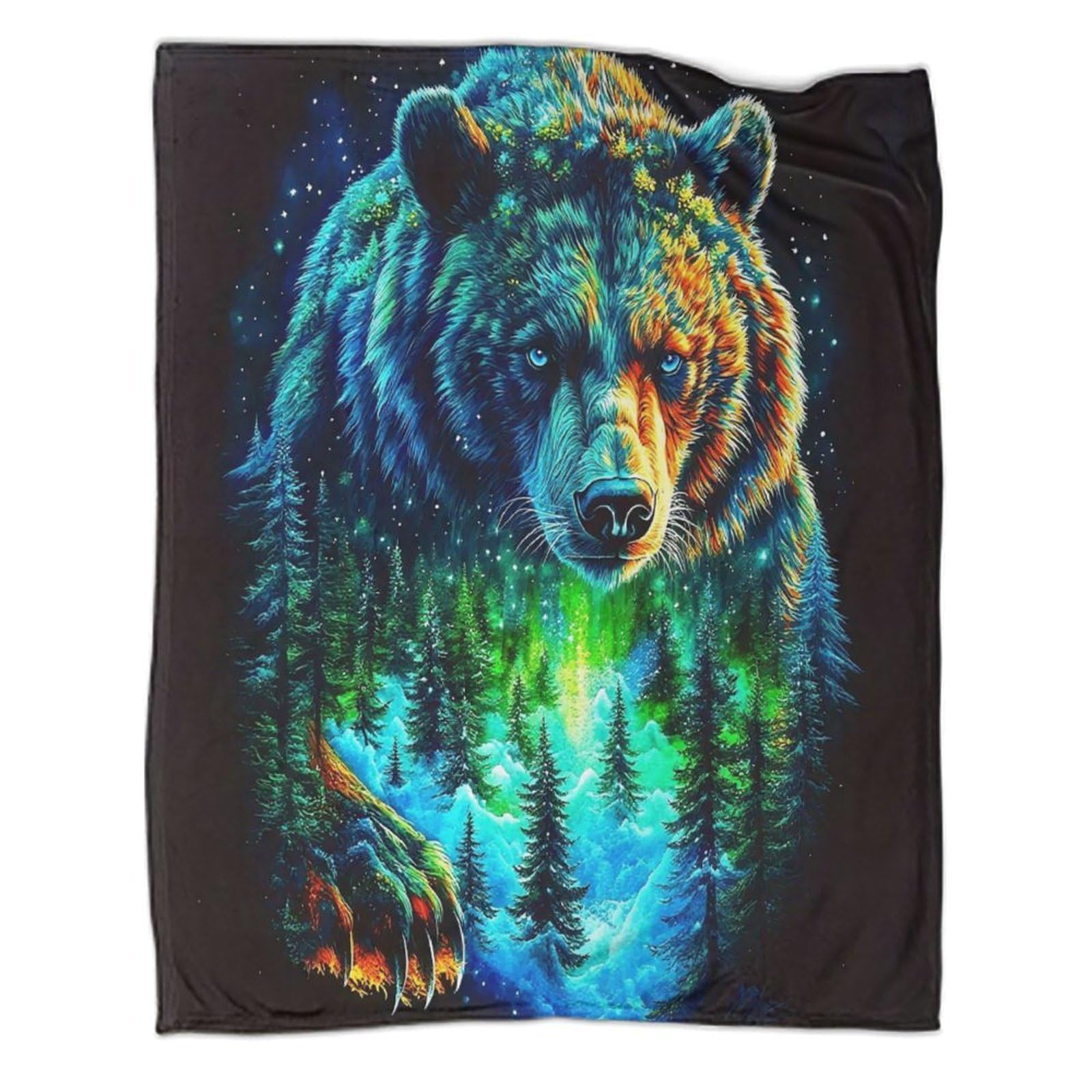 Couverture flanelle ours brun pour camping en famille et voyage
